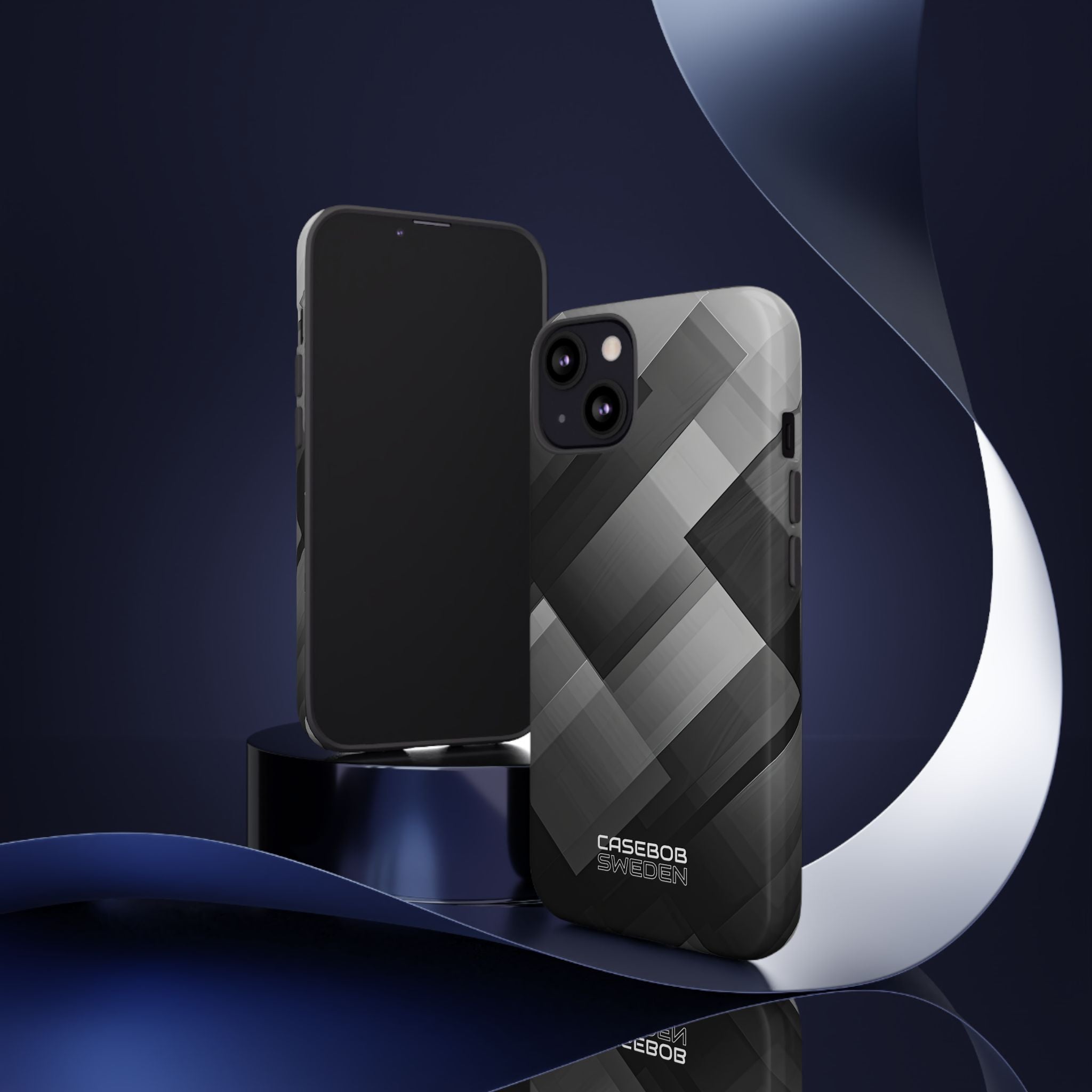 Grayscale Geometric Layers iPhone 13 - Tough