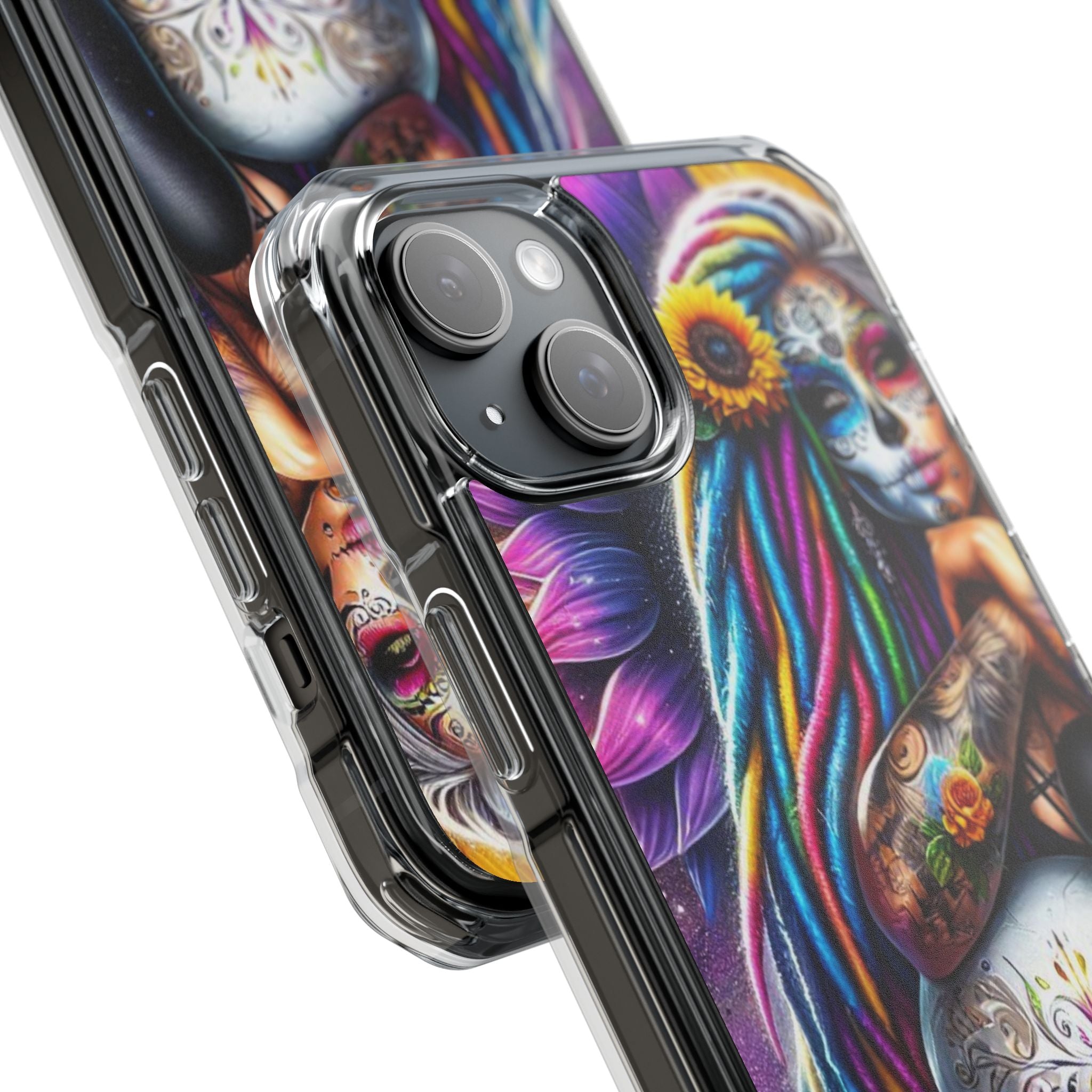 Sunflower Skull Glow iPhone 15 Plus Case - Impact