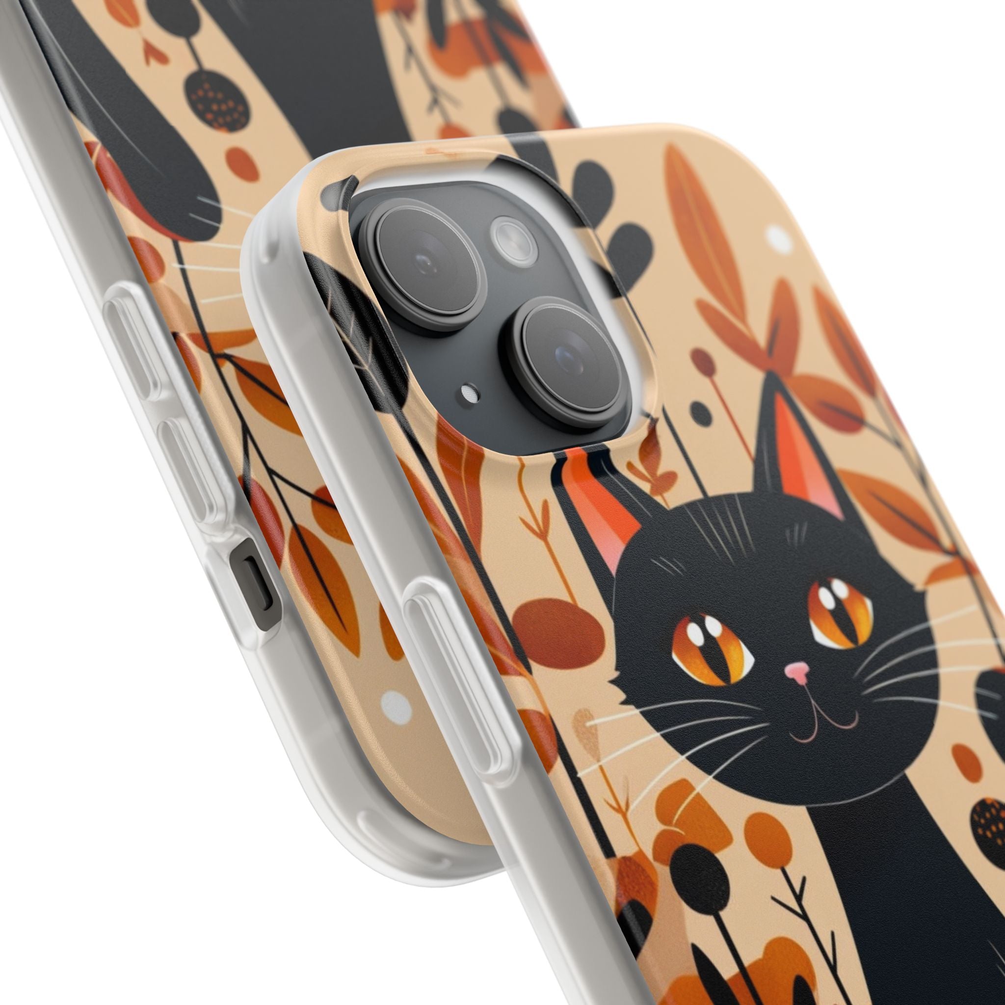 Black Cat Glow iPhone 15 Case - Soft