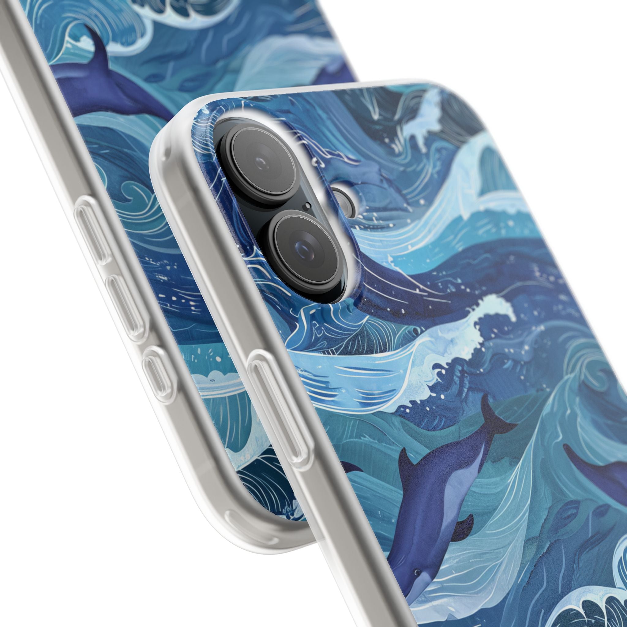 Dolphin Waves iPhone 16 Plus Case - Soft
