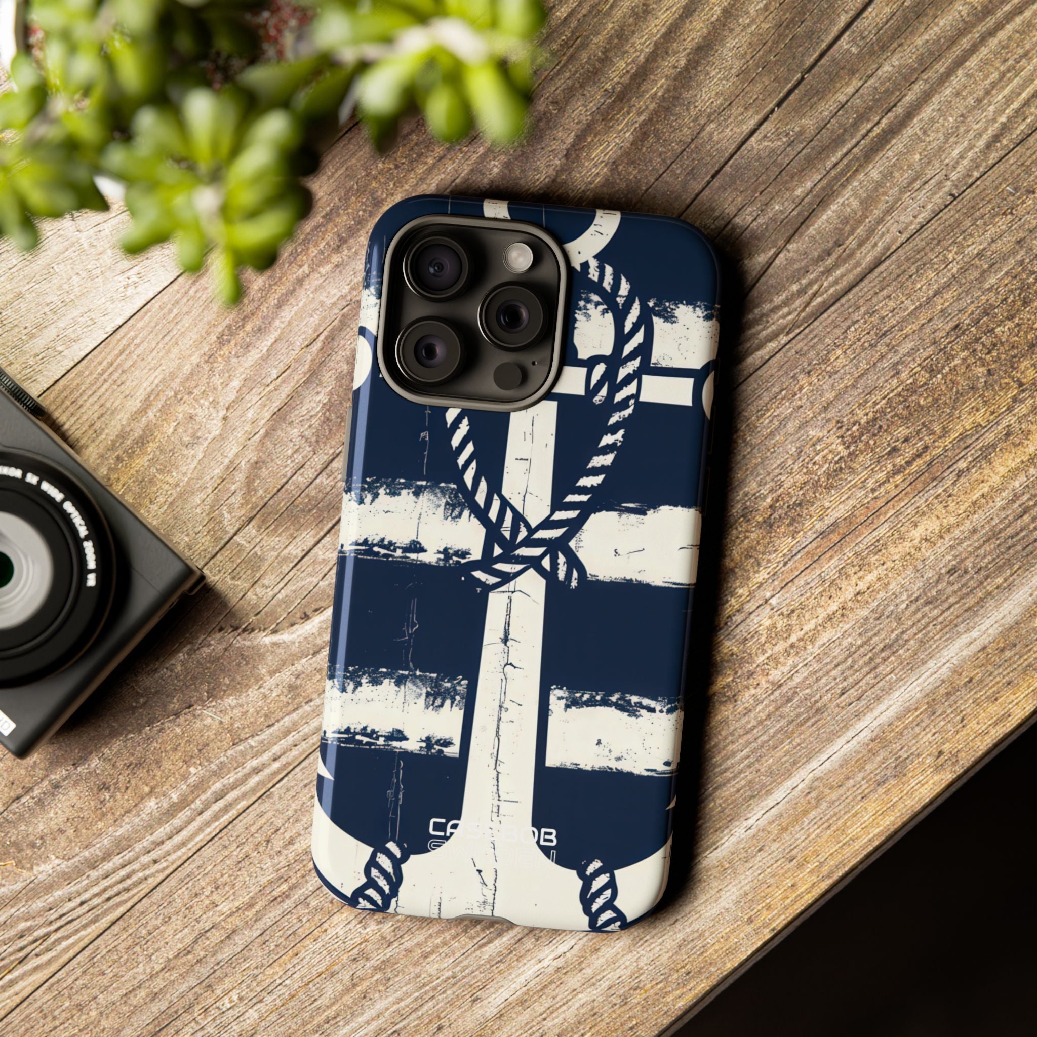 Strisce con ancora blu navy iPhone 15 - Tough