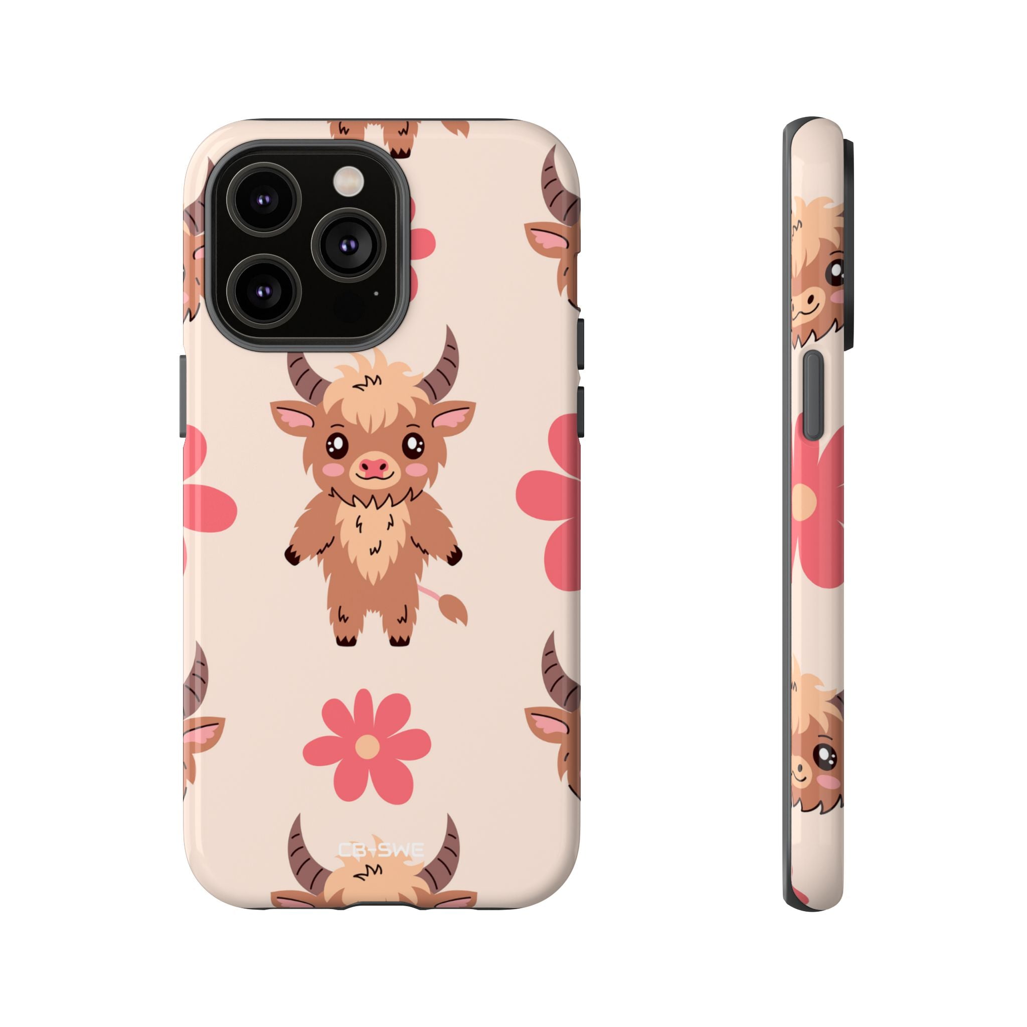 Cute Cattle & Flowers - iPhone Case