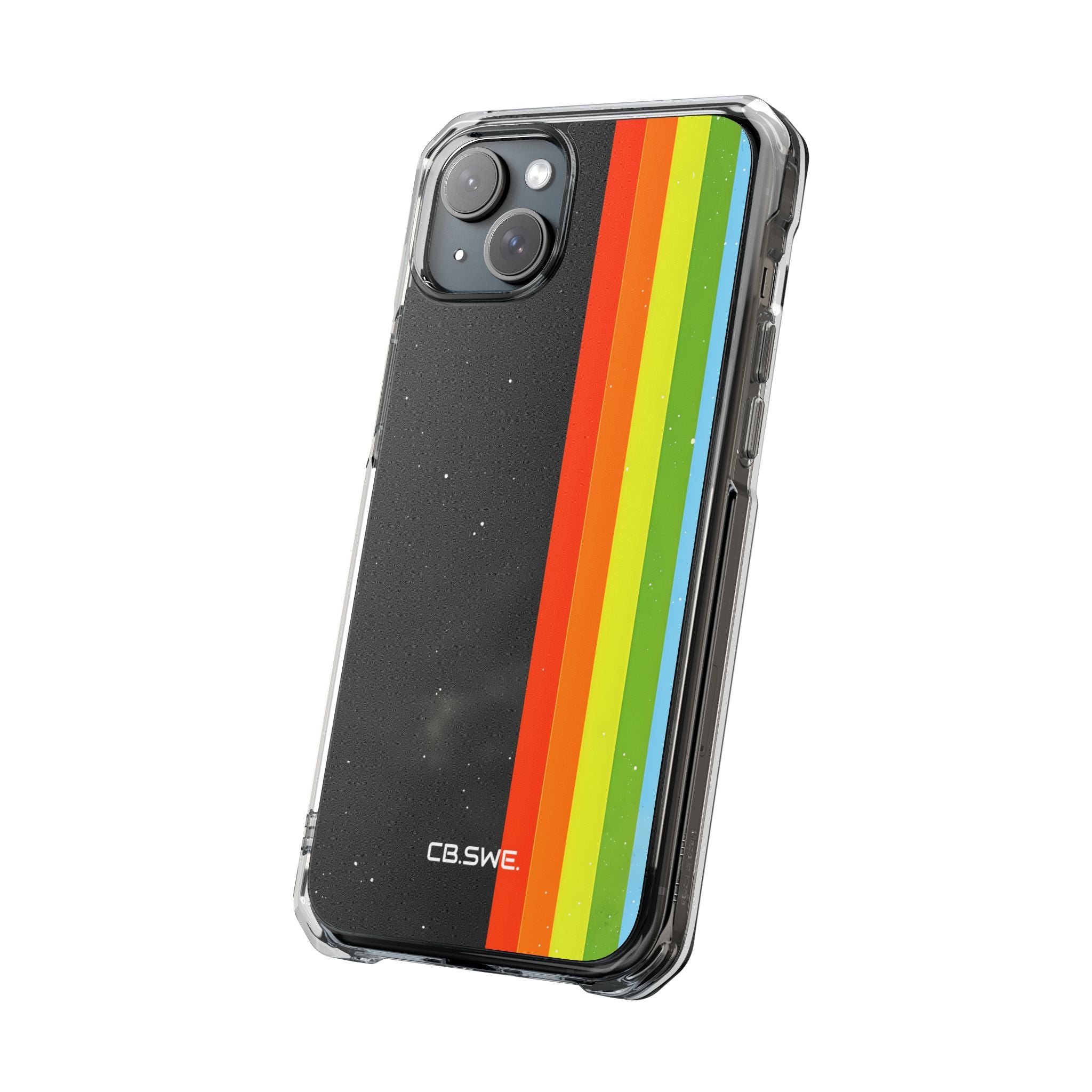 Vibrant Vertical Stripes Against Cosmic Black iPhone 15 - Impact Clear+