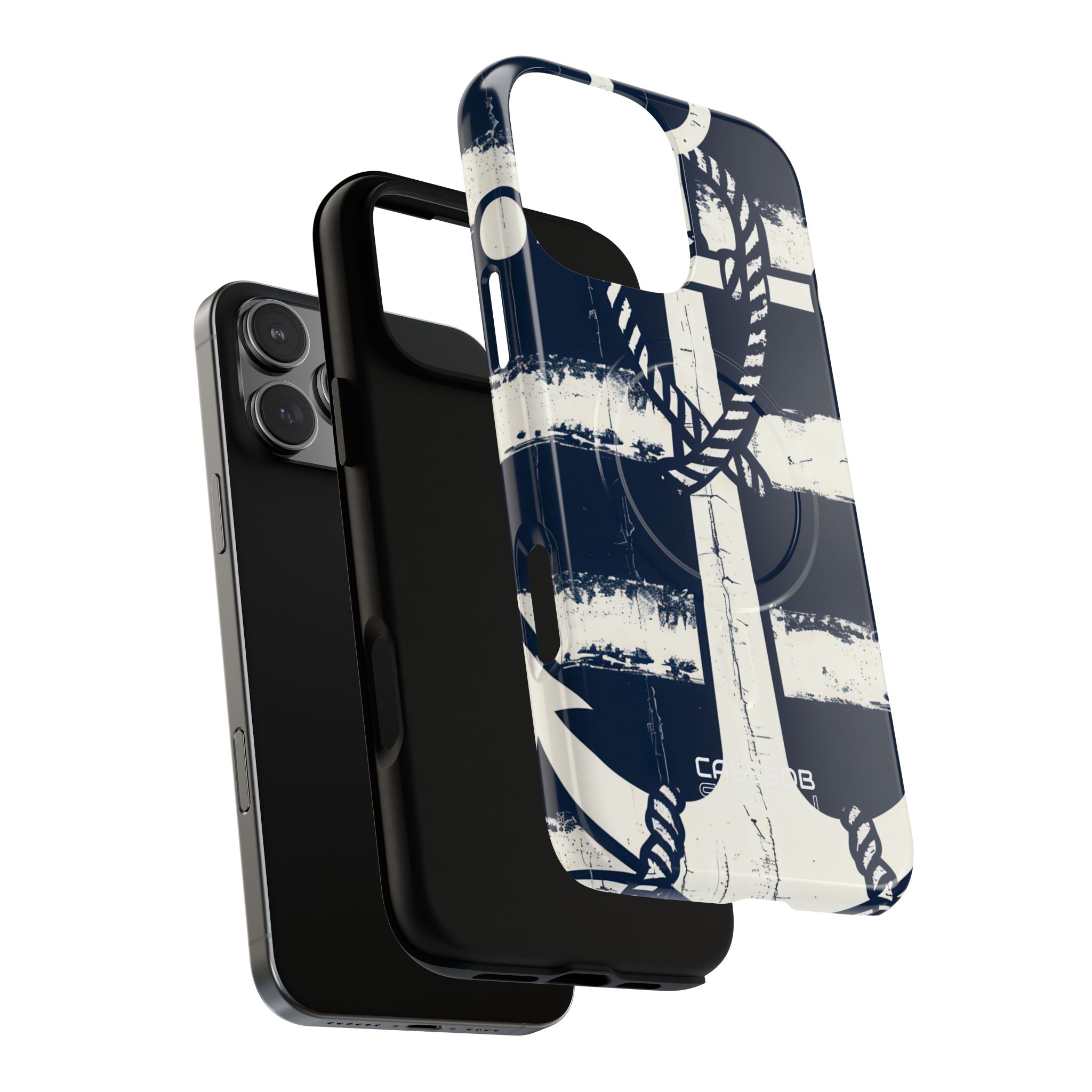 Navy Anchor Stripes iPhone 16 - Tough+