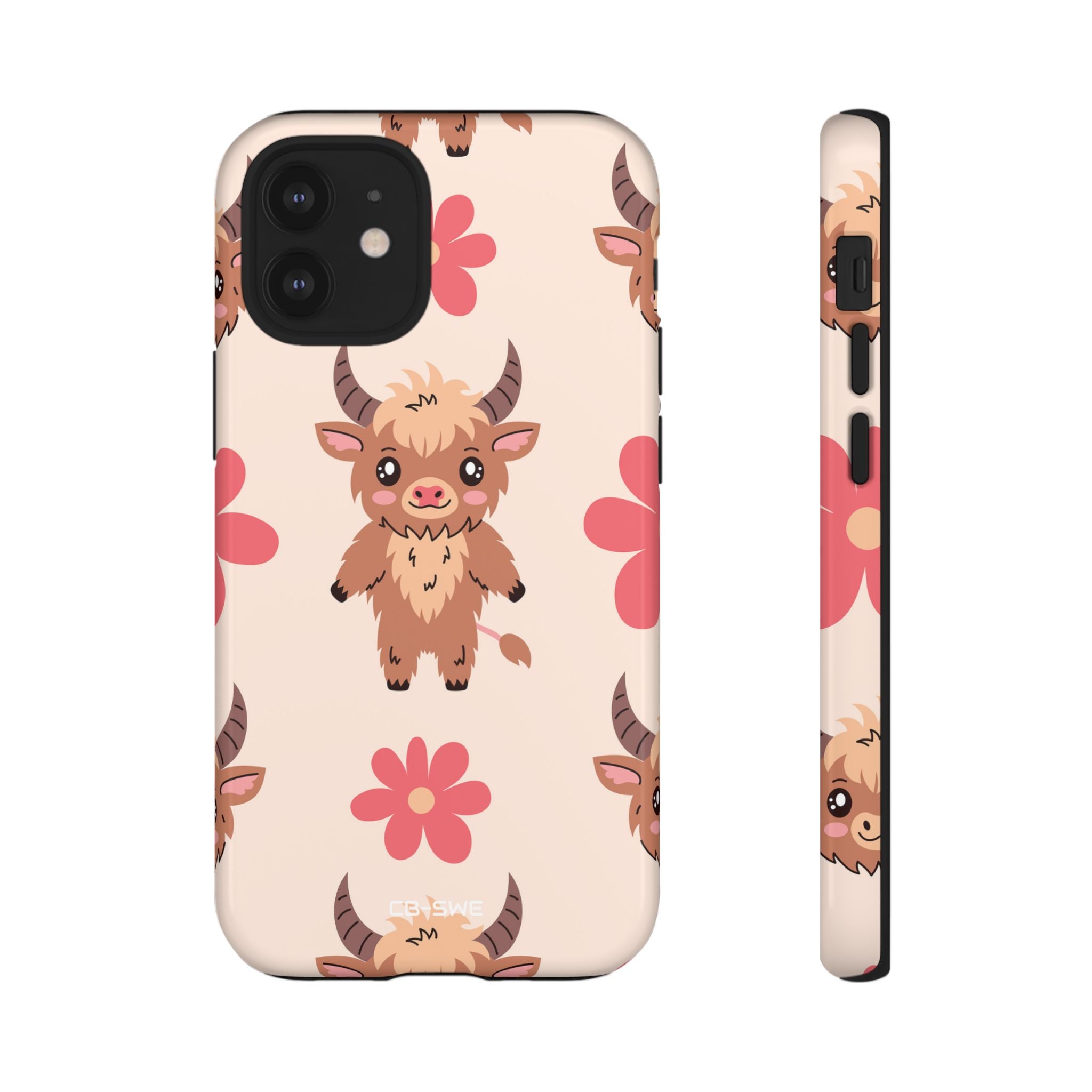 Cute Cattle & Flowers - iPhone Case