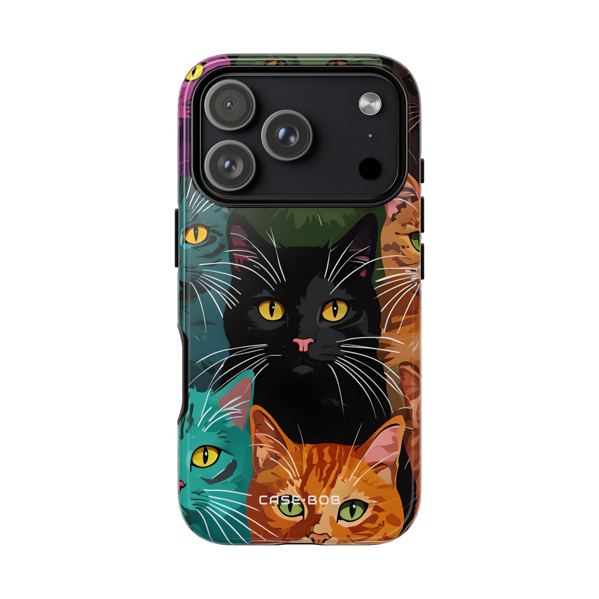 Teal Cat Grid iPhone 17 Pro Case - Tough