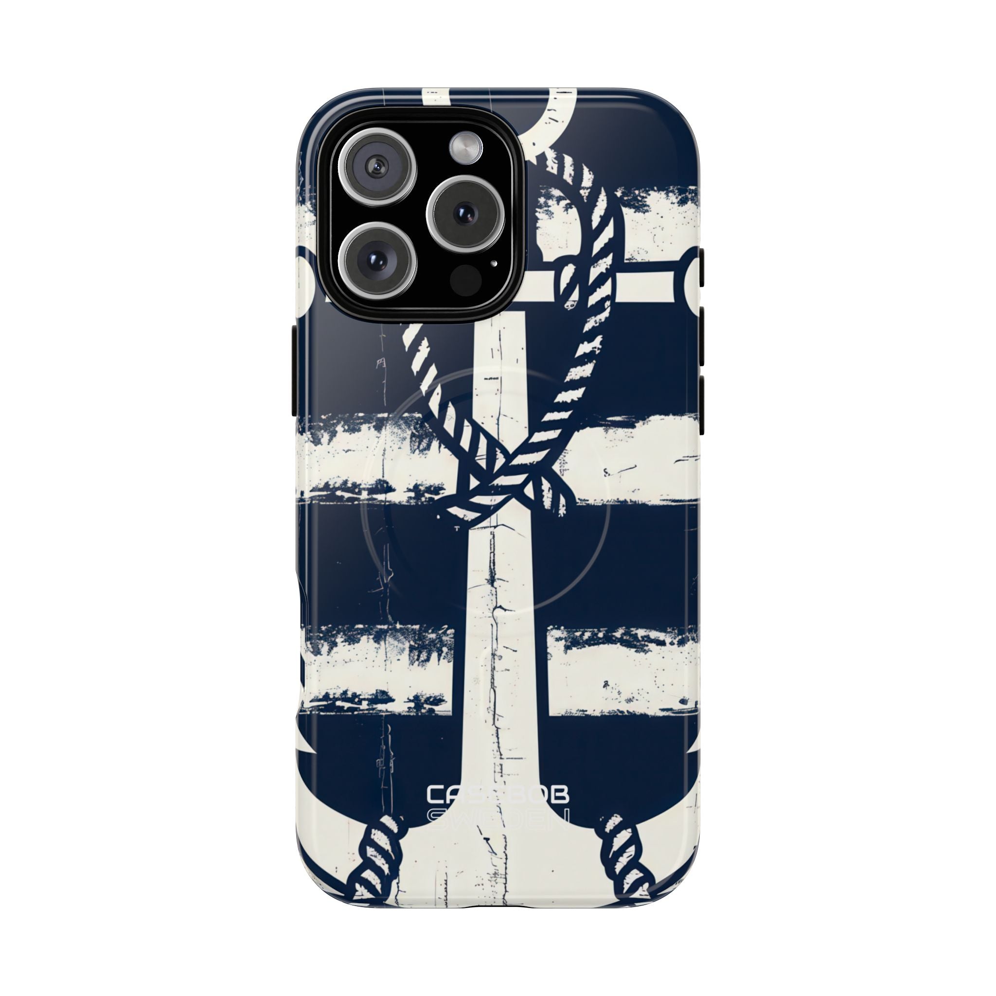 Navy Anchor Stripes iPhone 16 - Tough+