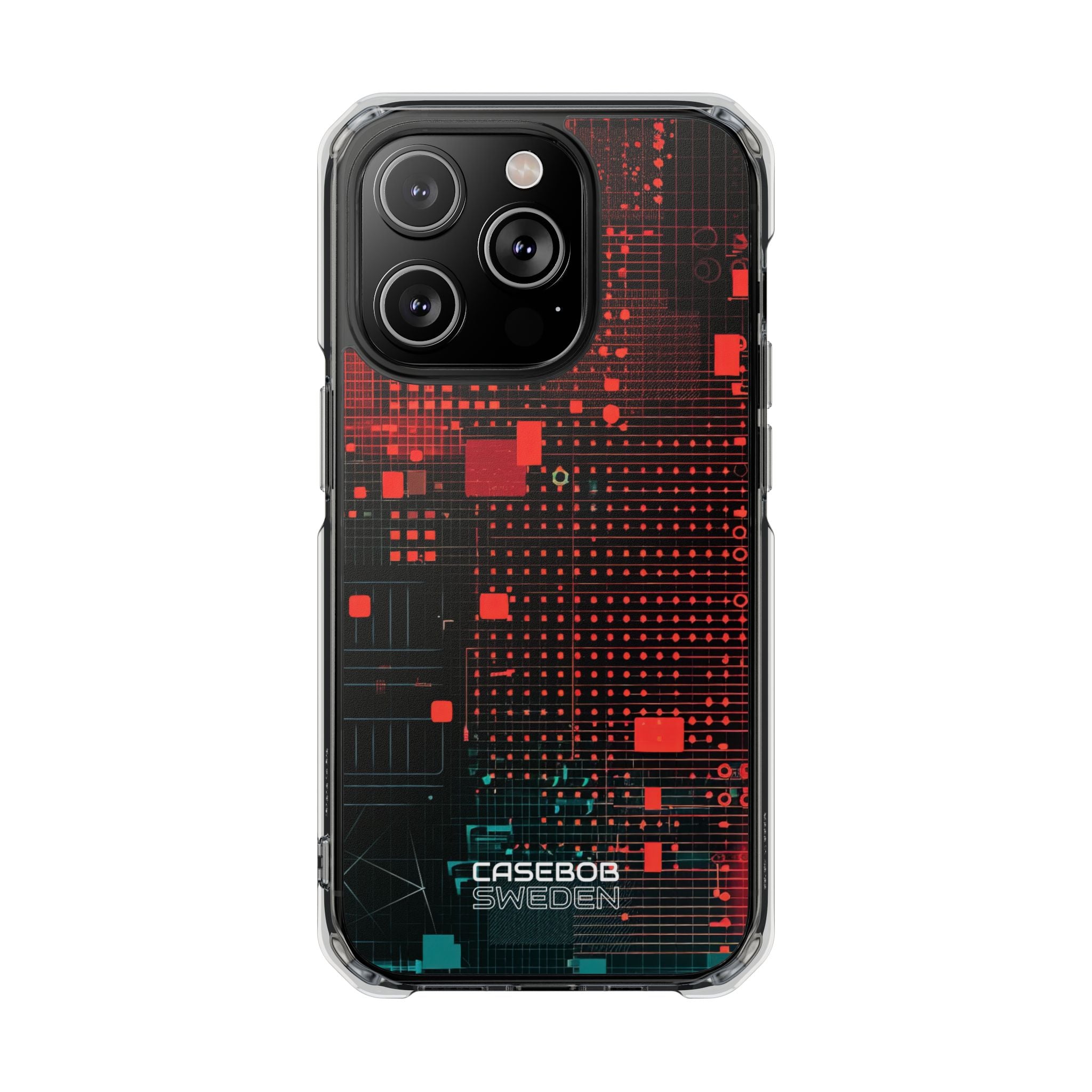 Crimson Circuit Grid iPhone 14 - Impact Clear+