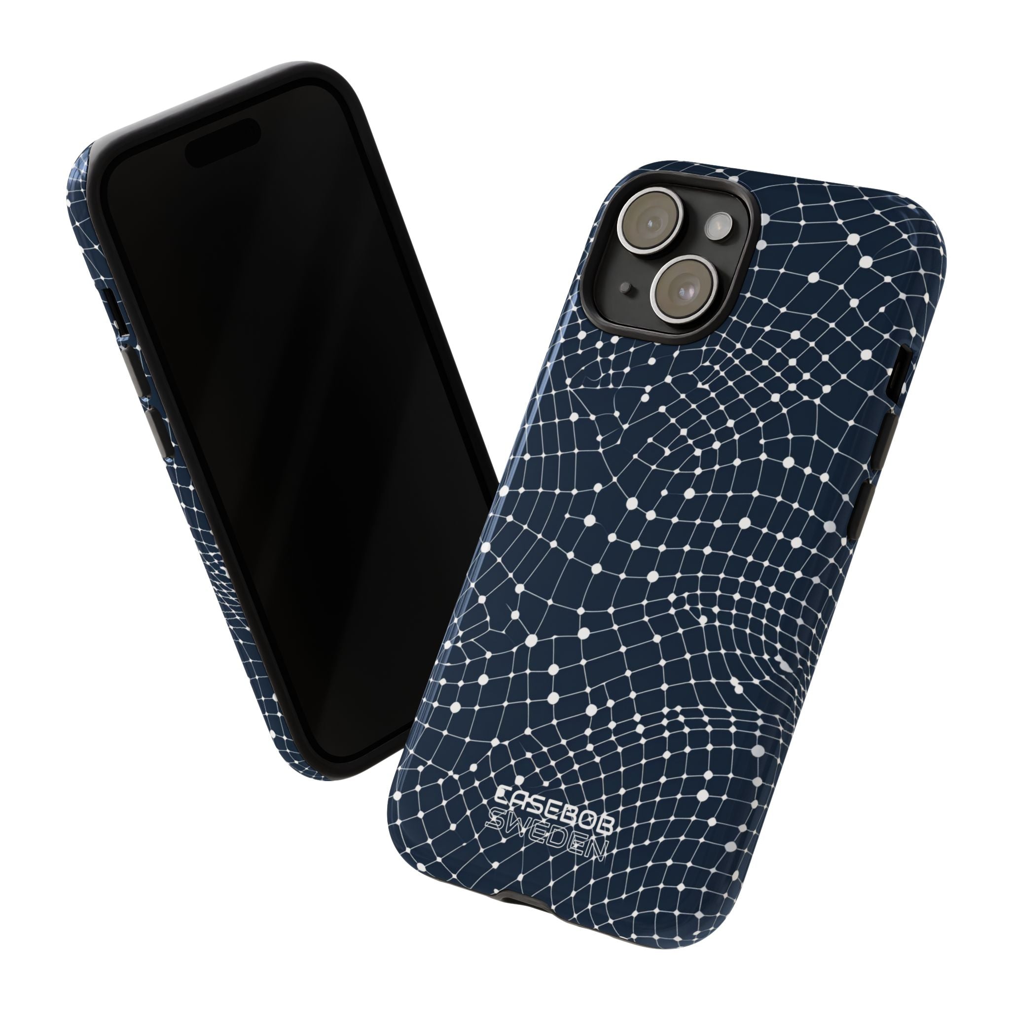 Warped Grid Web iPhone 15 - Tough