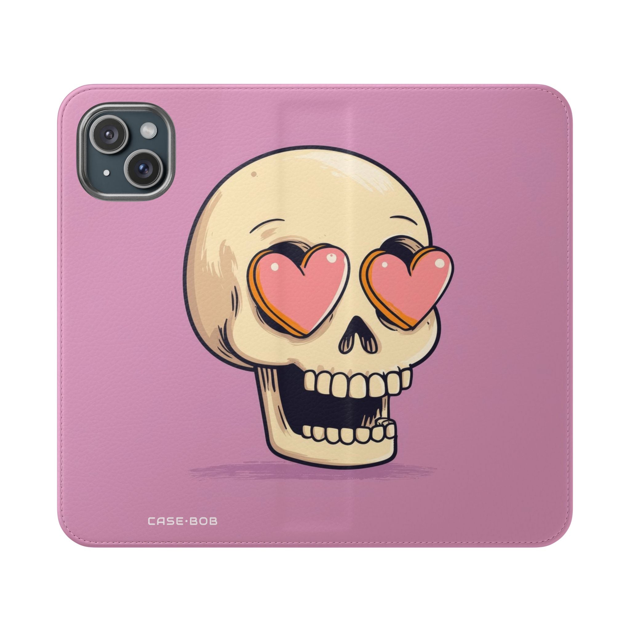 Heart Eyes Skull - iPhone 15 Plus Case - Wallet
