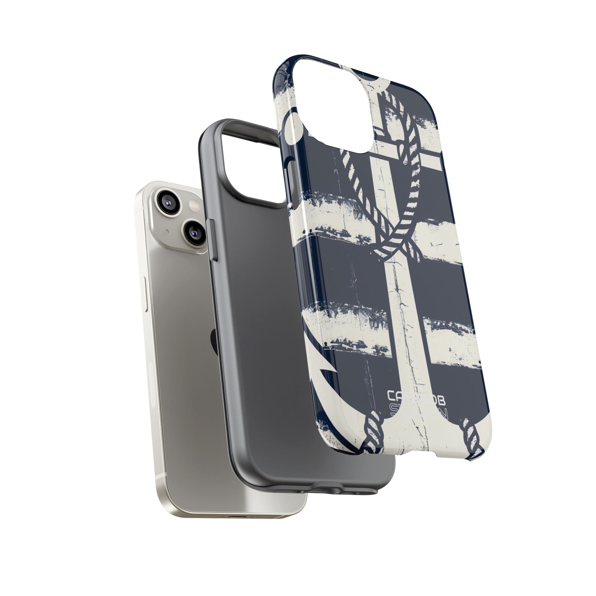 Strisce con ancora blu navy iPhone 14 - Tough