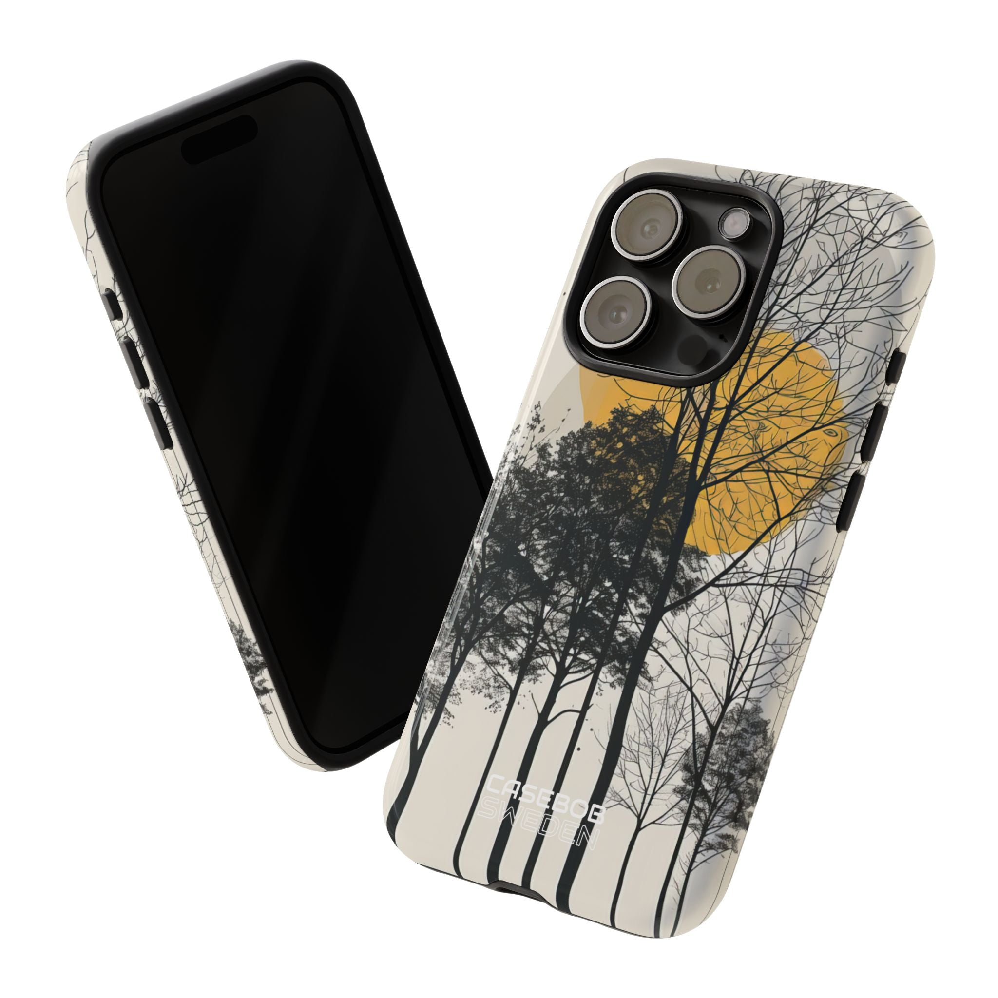 Sagome dorate della foresta iPhone 15 - Tough