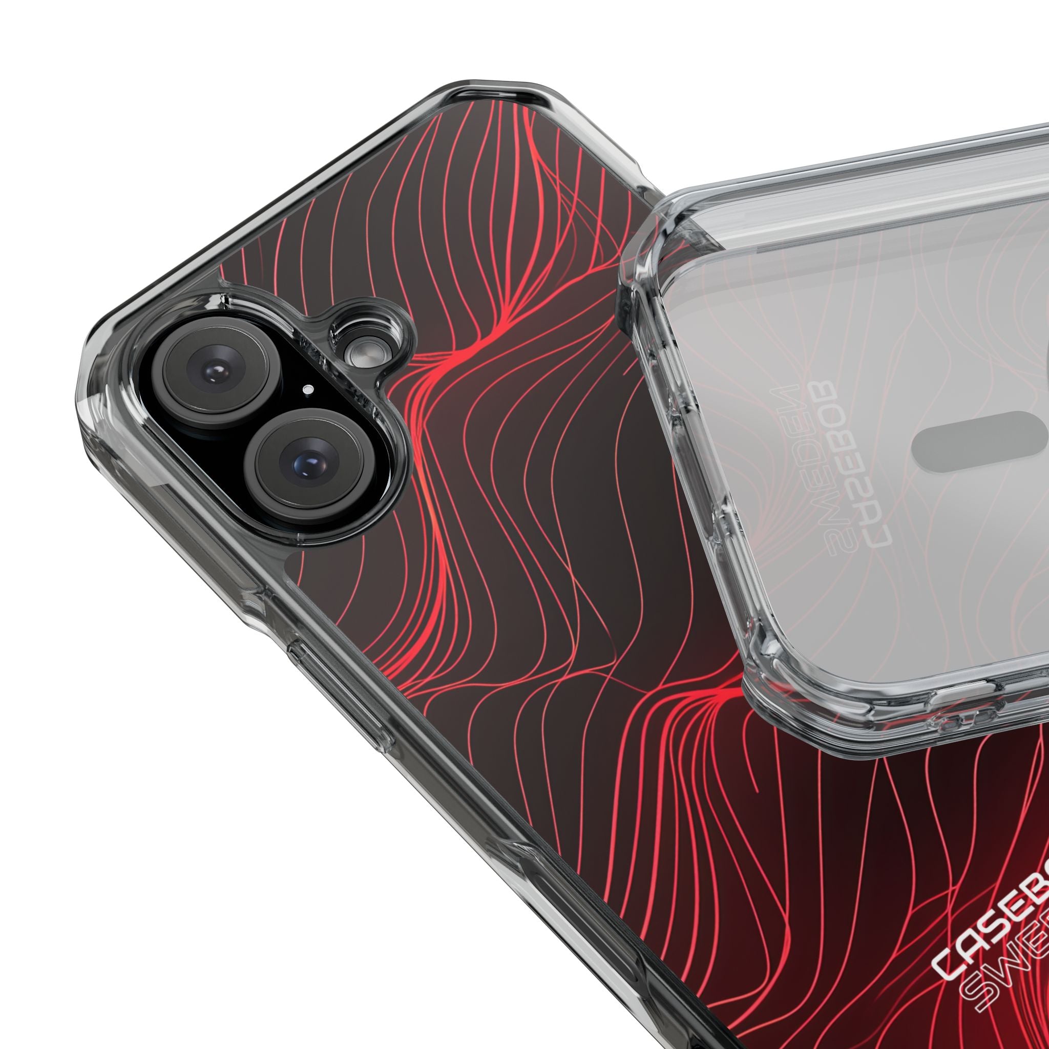 Crimson Waveform Flow iPhone 16 - Impact Clear+