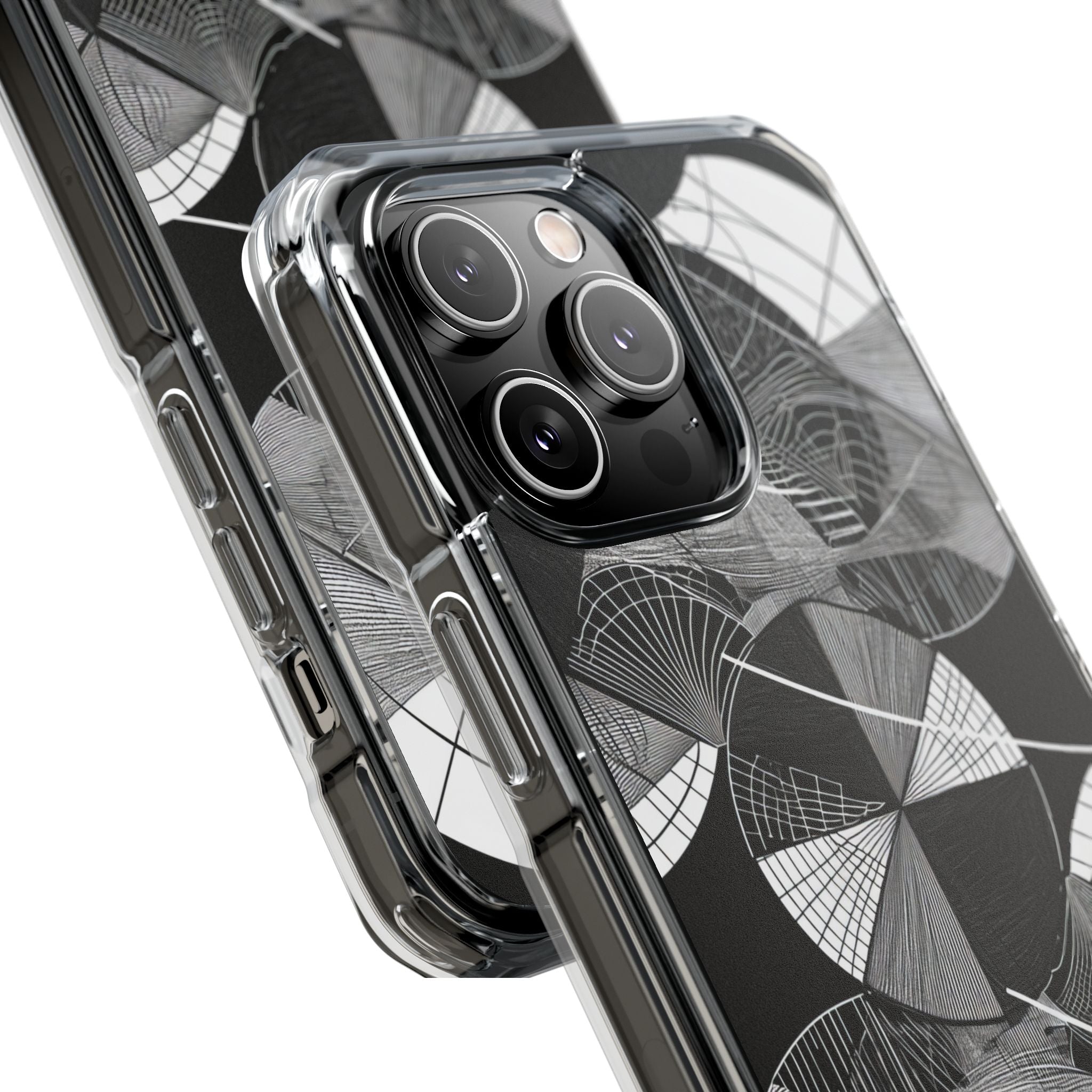 Monochrome Circle Maze iPhone 14 - Impact Clear+