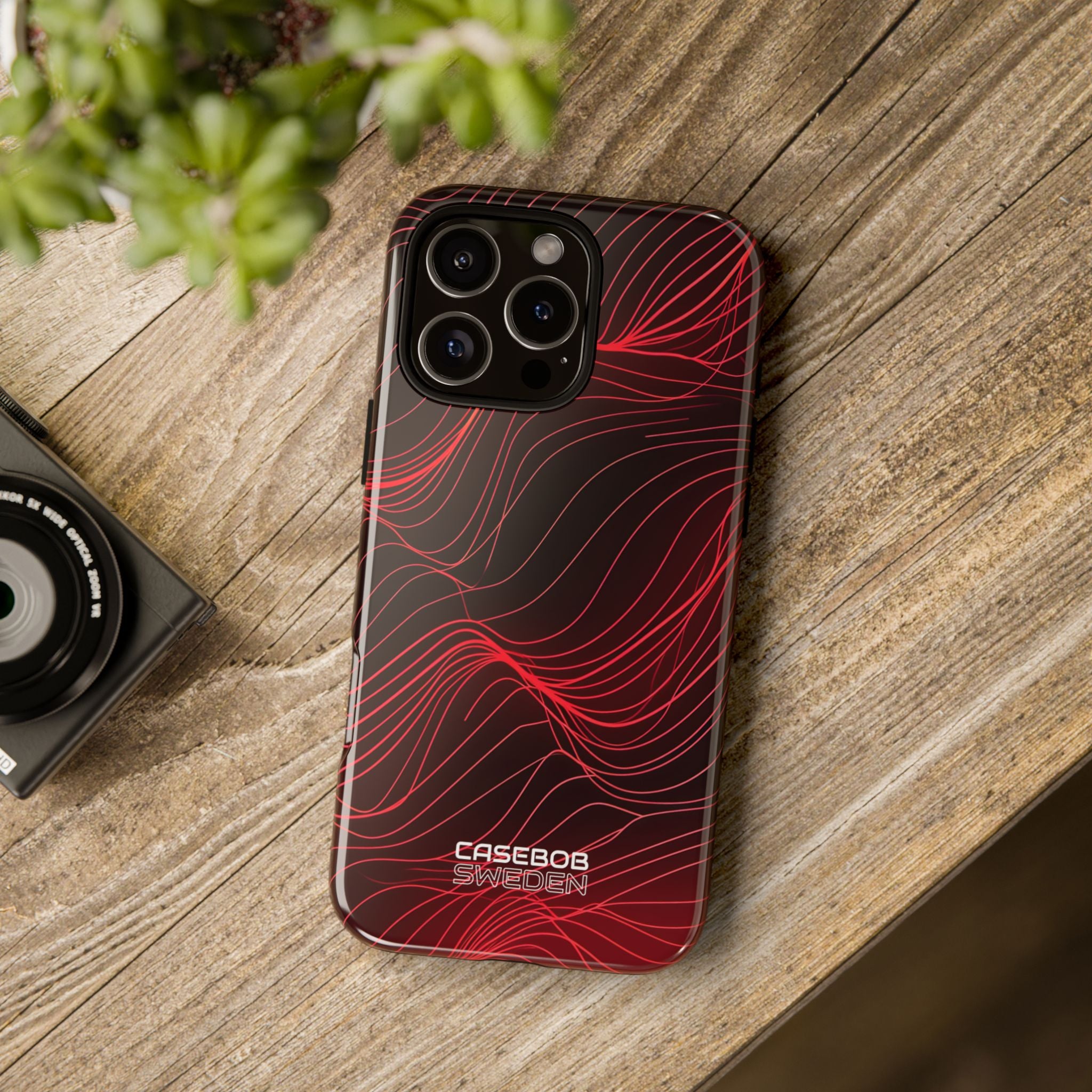 Crimson Waveform Flow iPhone 16 - Tough