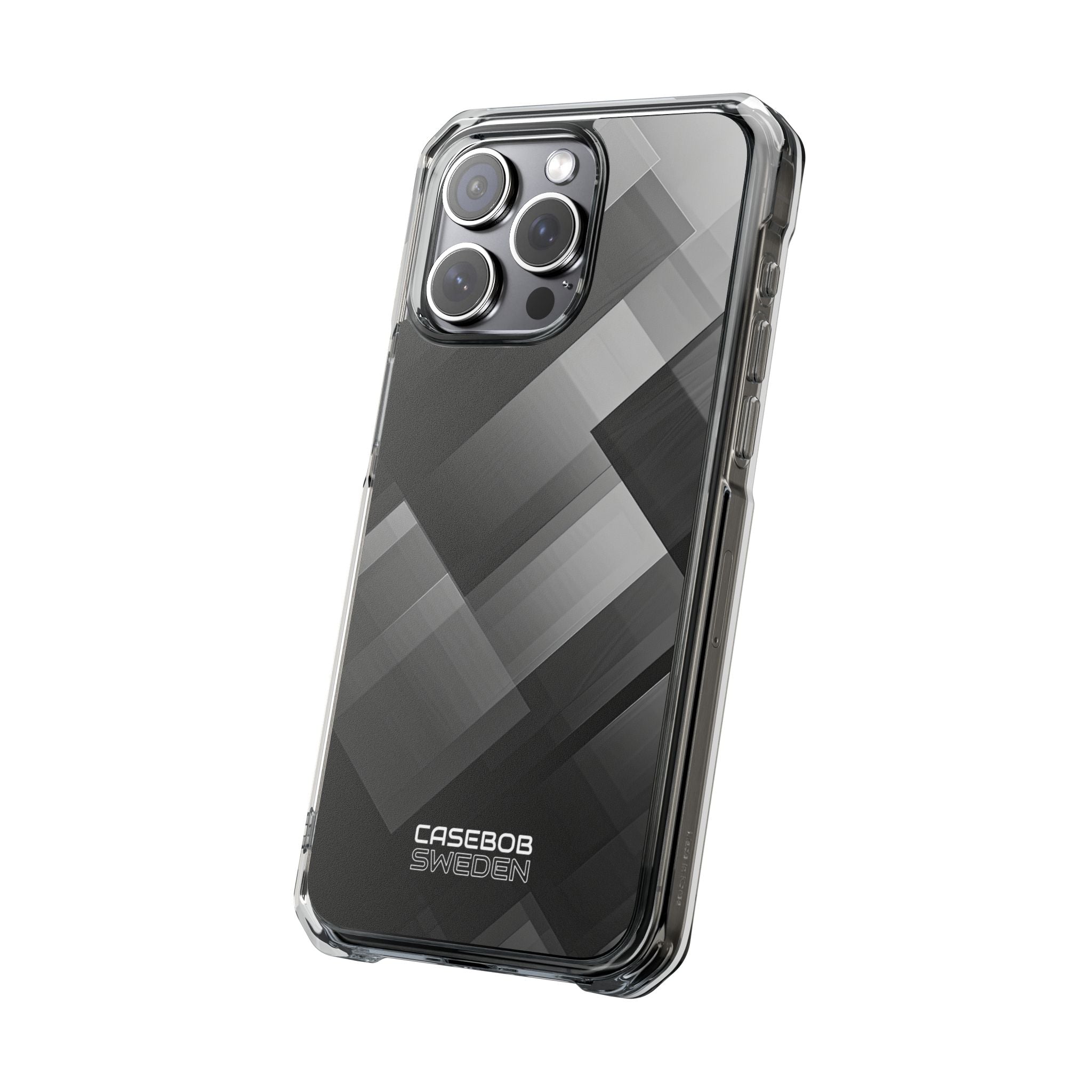 Grayscale Geometric Layers iPhone 15 - Impact Clear+