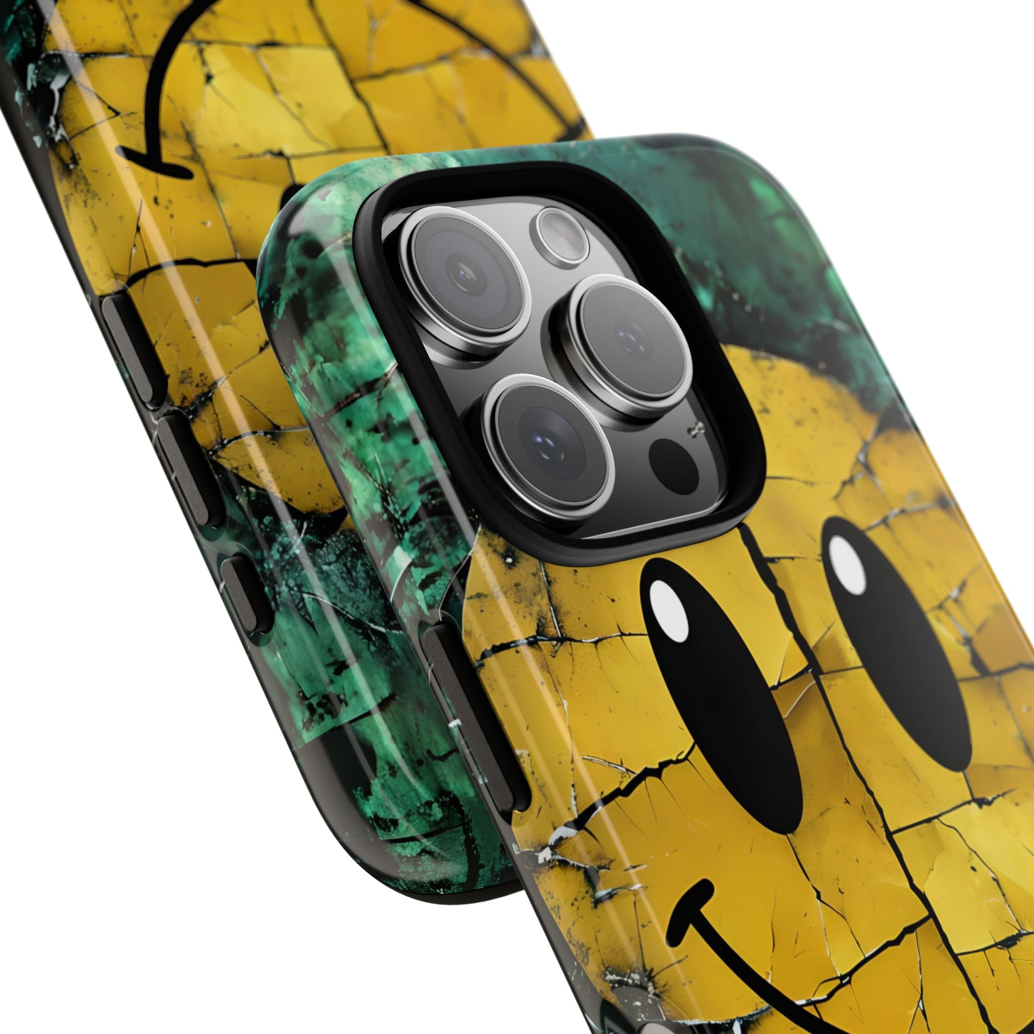 Cracked Smiley iPhone 16 Pro Case - Tough