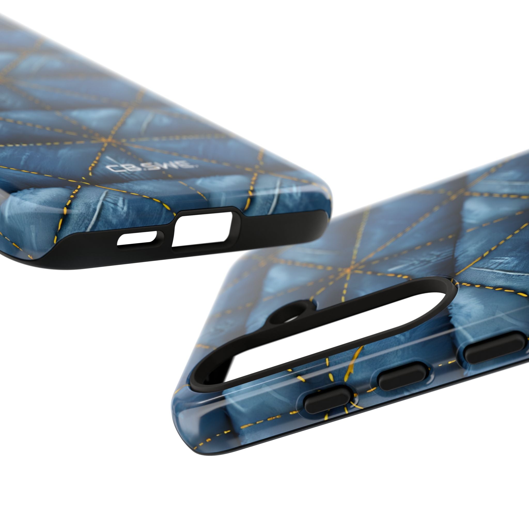 Blue Denim Quilted Yellow Stitching Seamless Samsung S24 - Tough