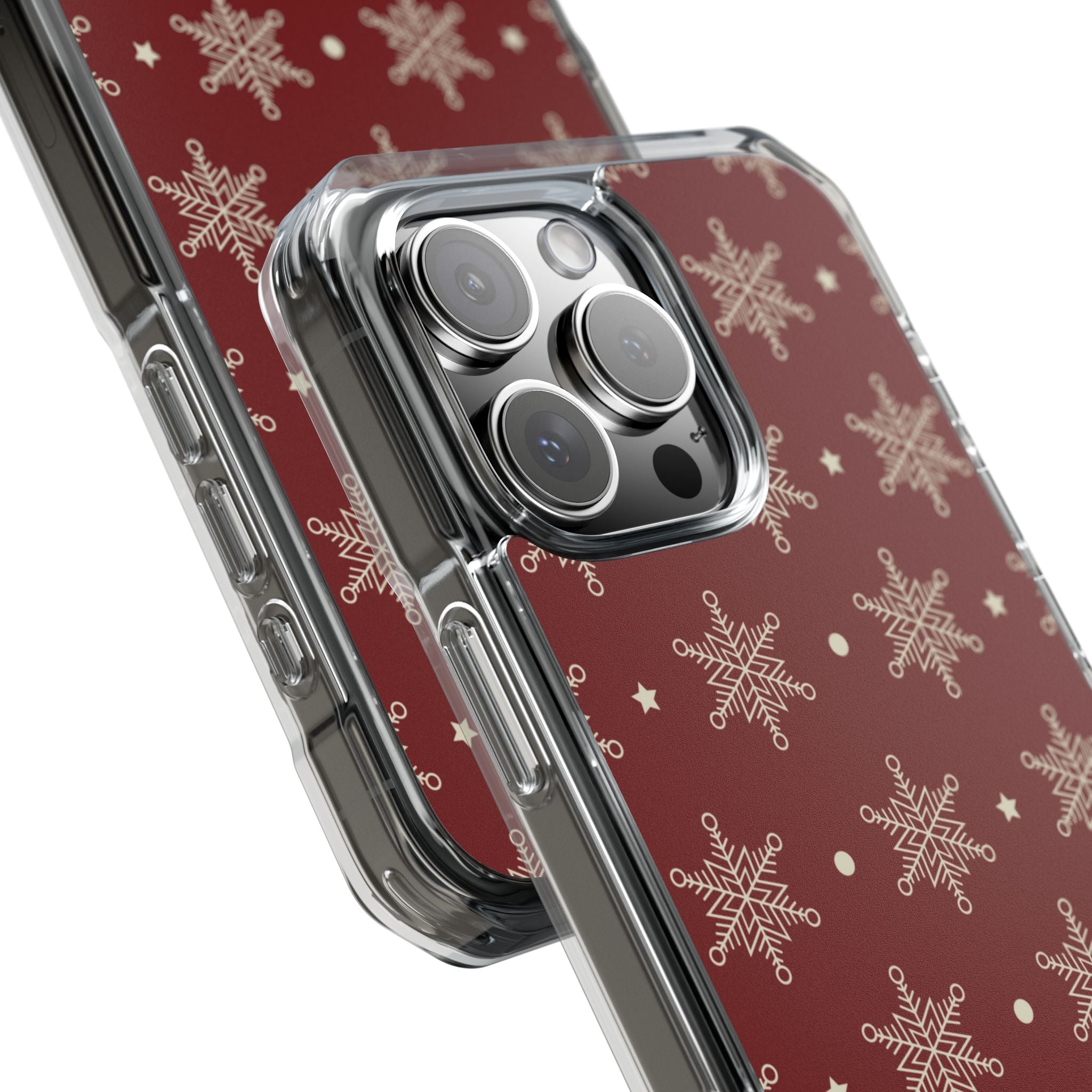 Cream Snowflake Crimson iPhone 16 Pro Max Case - Impact
