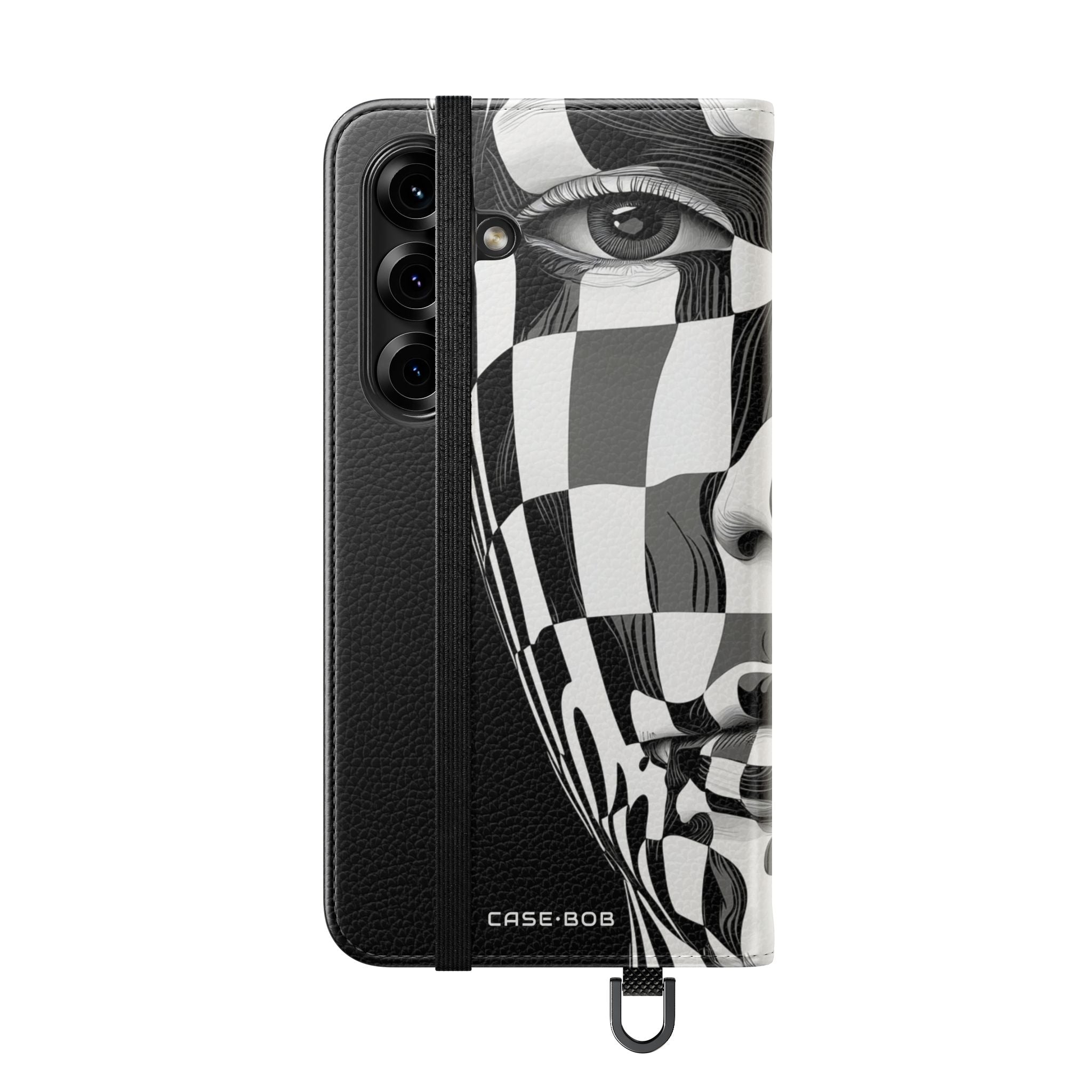 Gespiegelde dambordpatroon voorgevel - Samsung S25 Case - Portemonnee