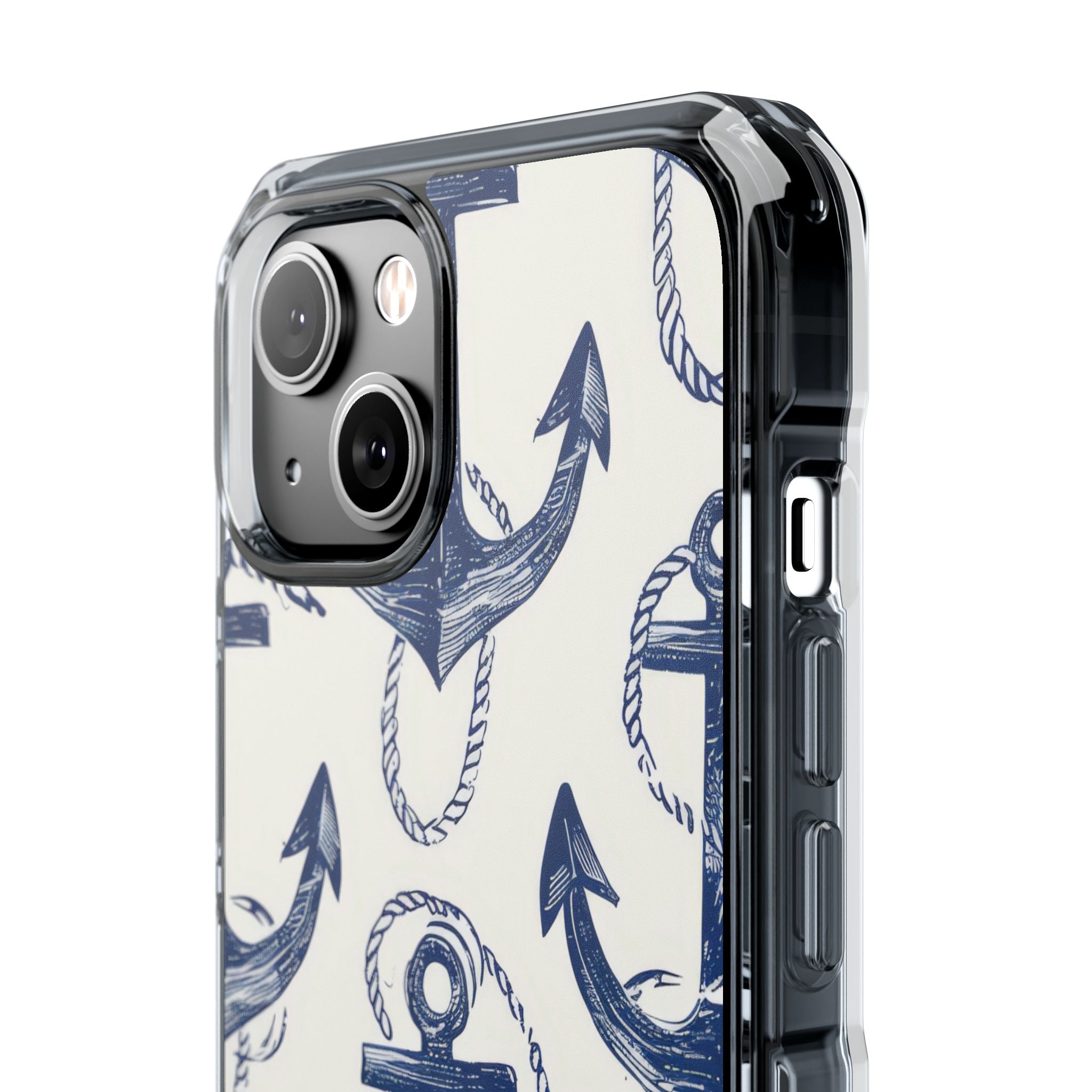 Navy Anchor Tapestry iPhone 14 - Impact Clear+