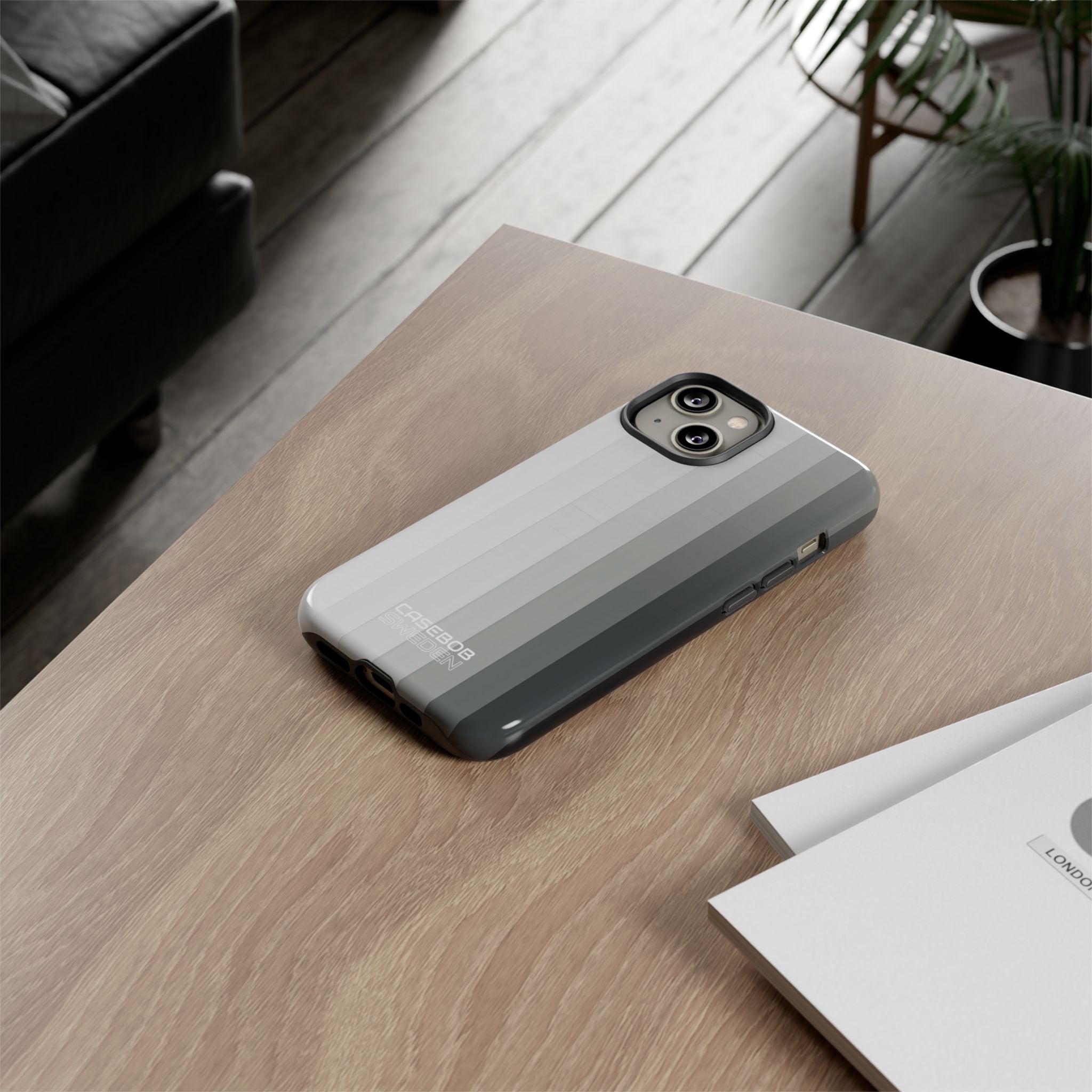 Silver Gradient Stripes iPhone 14 - Tough