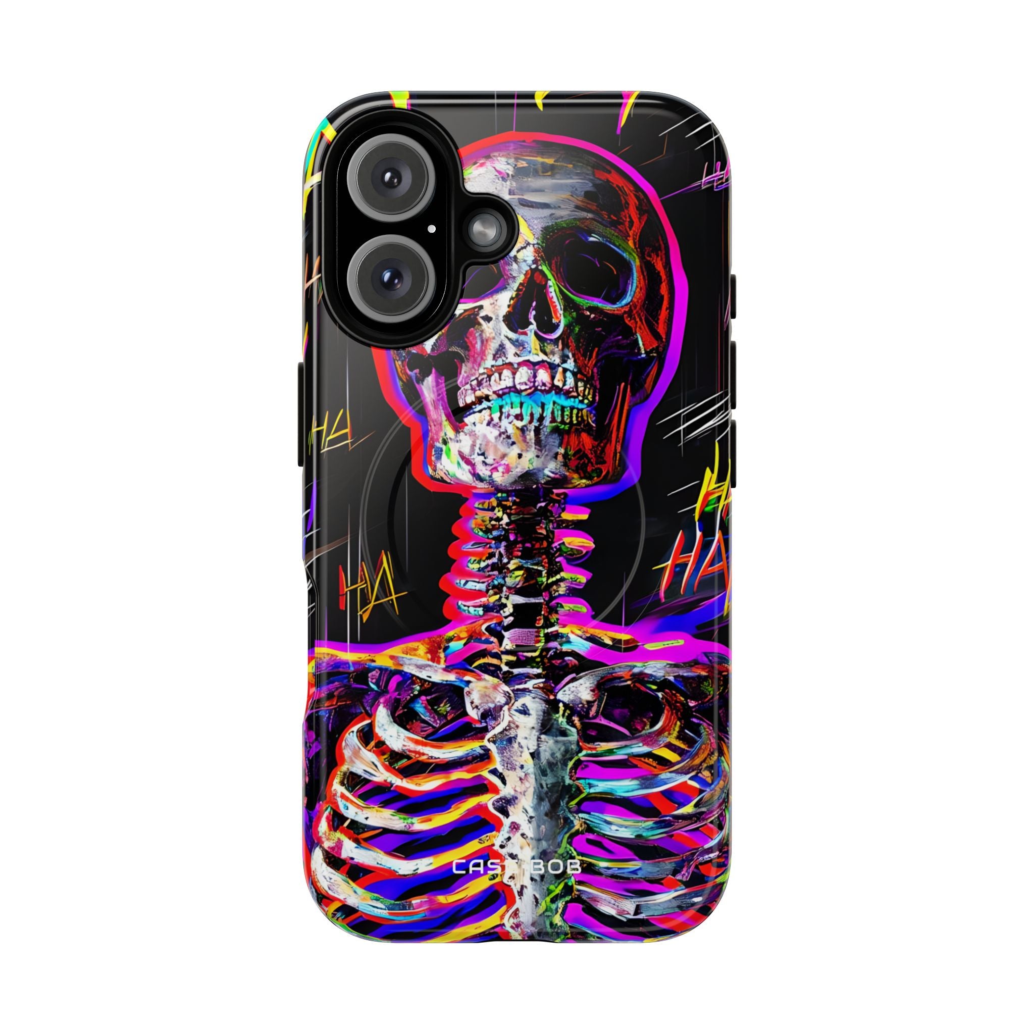 Neon Skeleton Laugh iPhone 16 Case - Tough+
