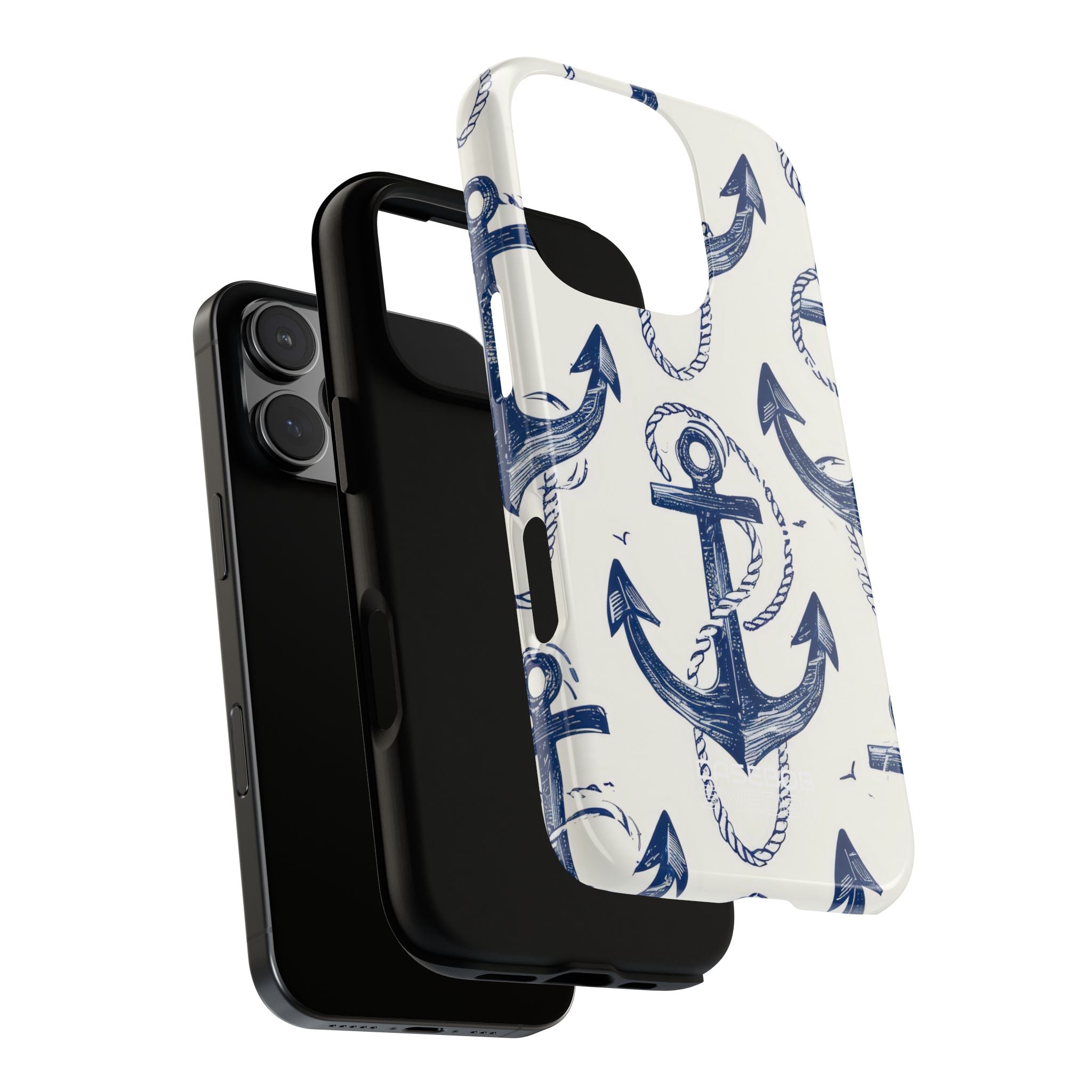 Navy Anchor Tapestry iPhone 16 - Tough