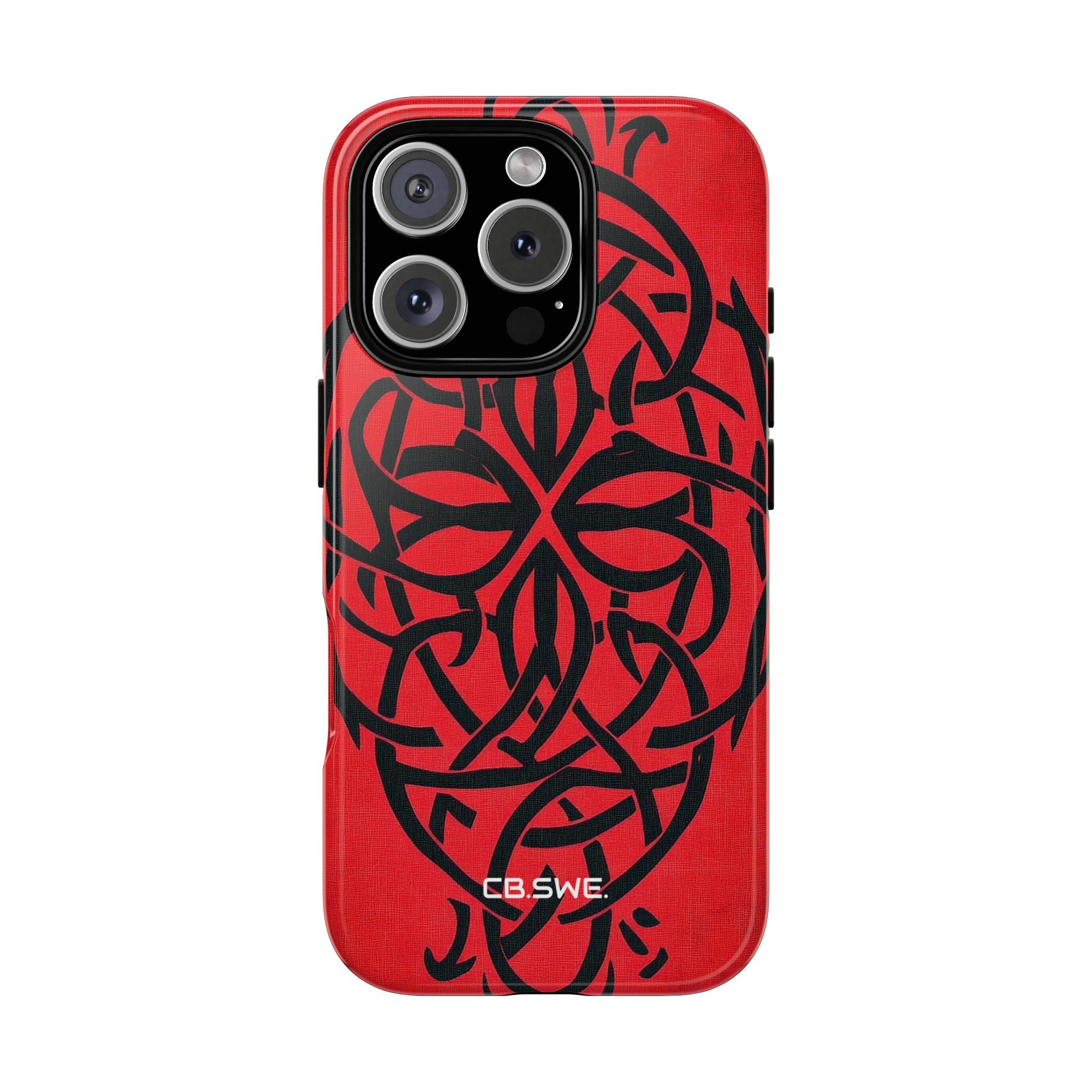 Wunderschöne rote symmetrische keltische Symbole Gothic Standard iPhone 16 - Robust