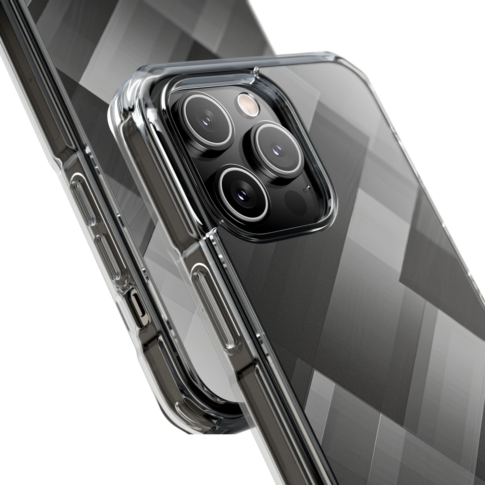Grayscale Geometric Layers iPhone 14 - Impact Clear+