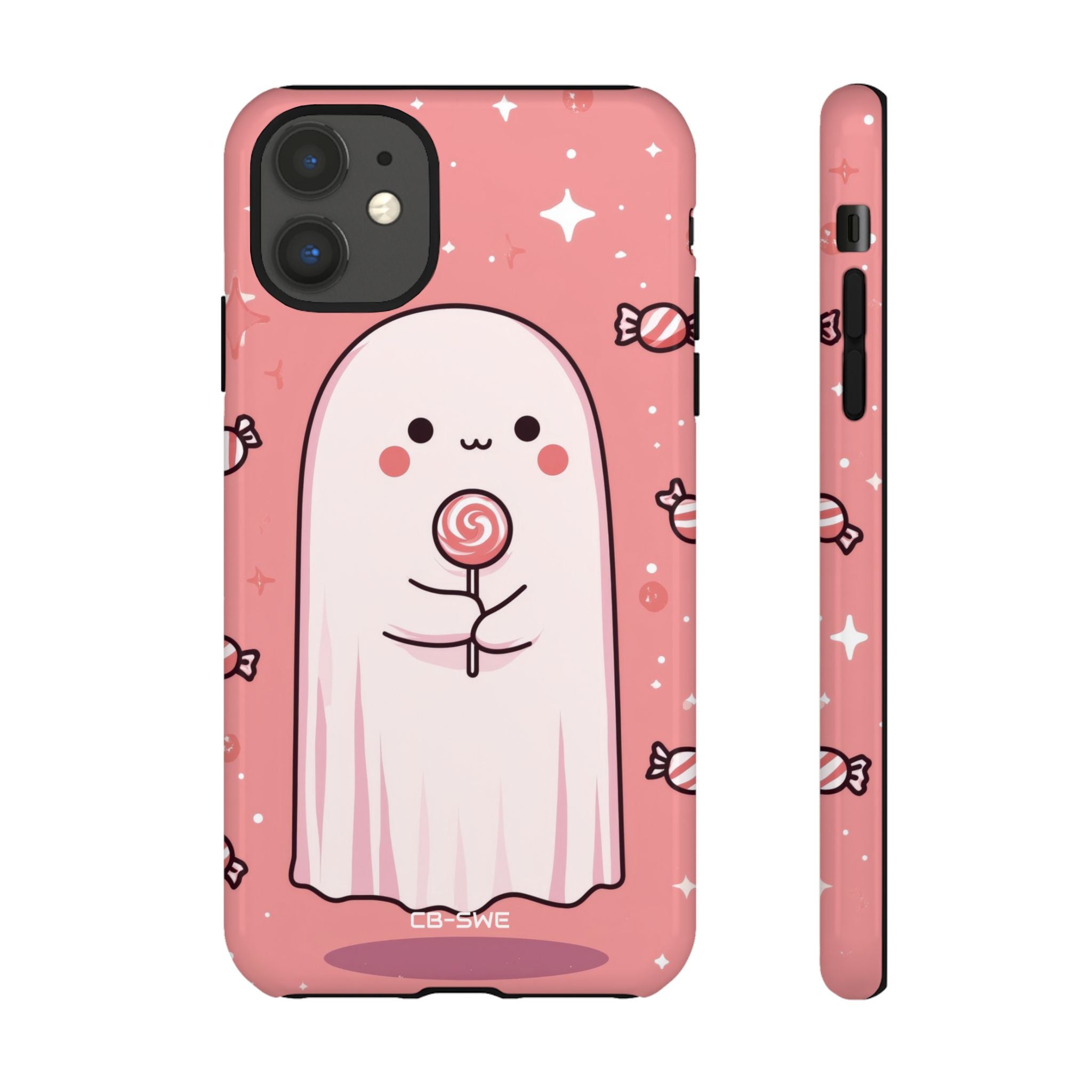 Cute Ghost Holds Candy - iPhone Case
