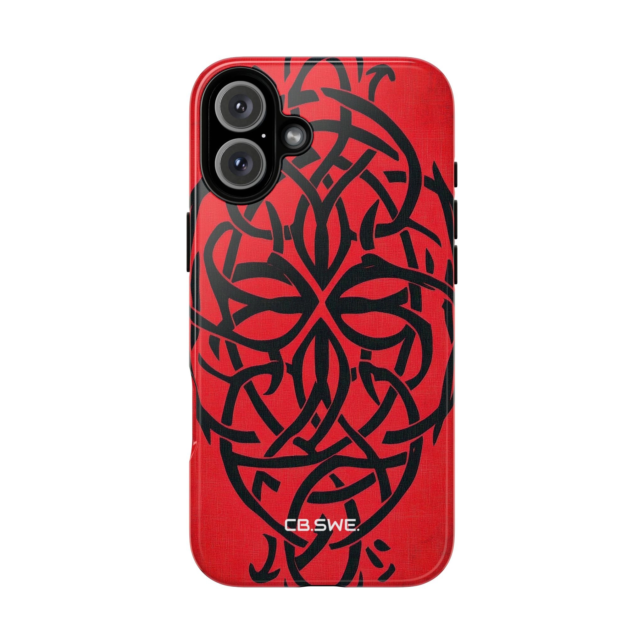 Wunderschöne rote symmetrische keltische Symbole Gothic Standard iPhone 16 - Robust