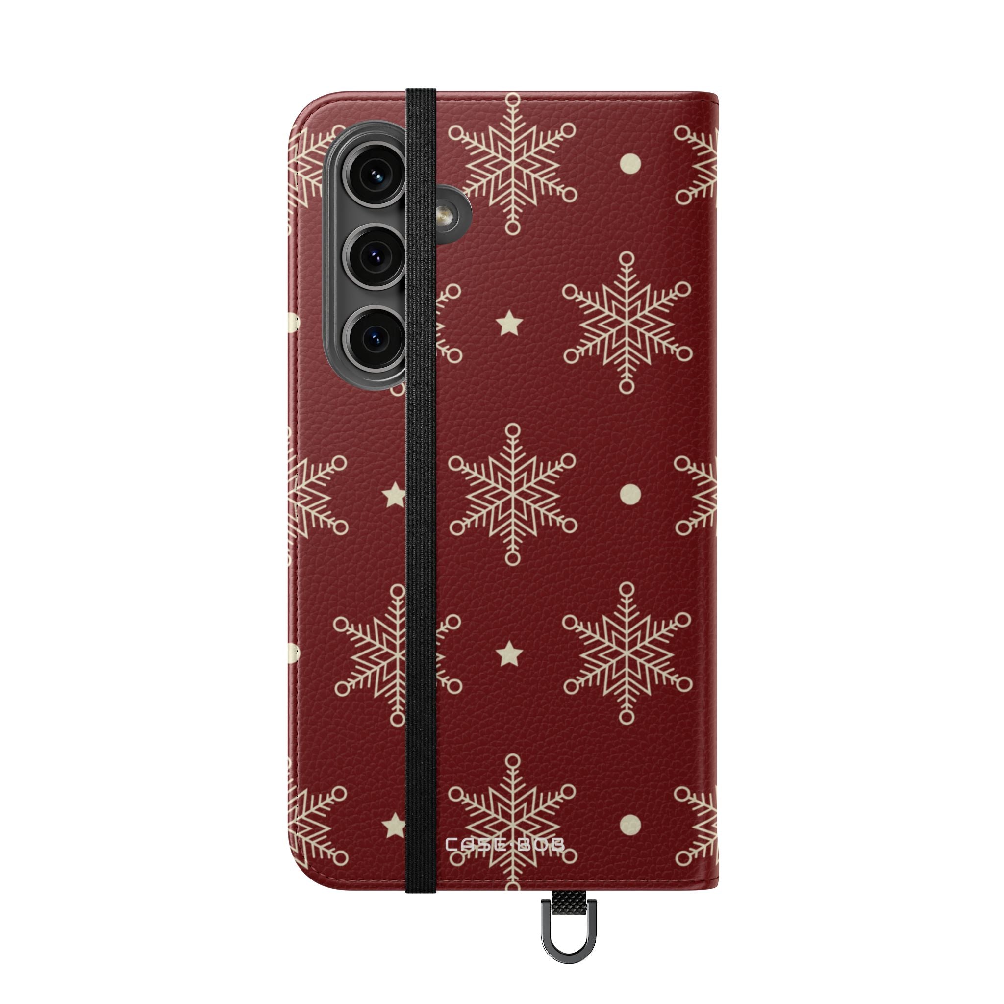 Cream Snowflakes Crimson - Samsung S24 Plus Case - Wallet