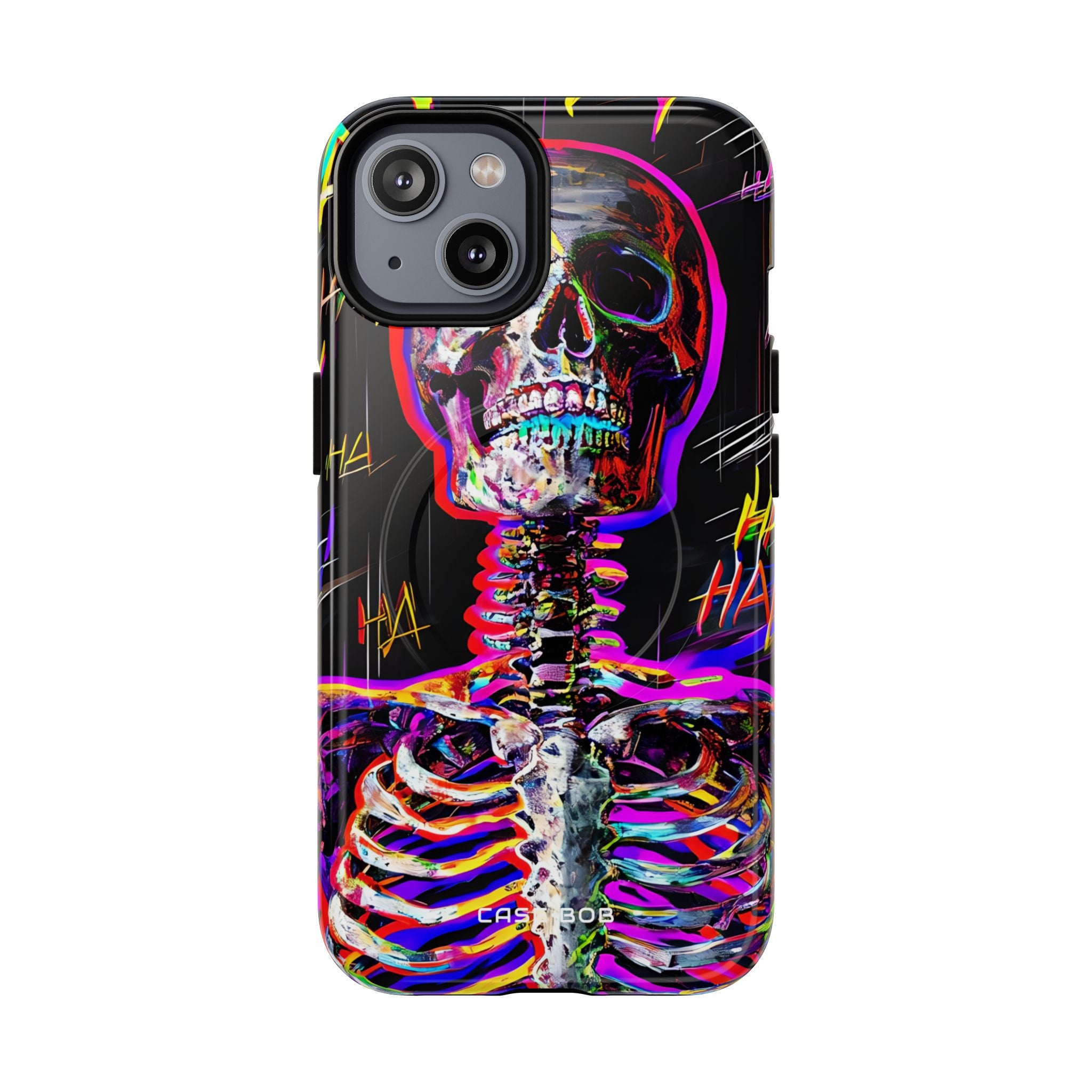 Neon Skeleton Laugh iPhone 14 Case - Tough+