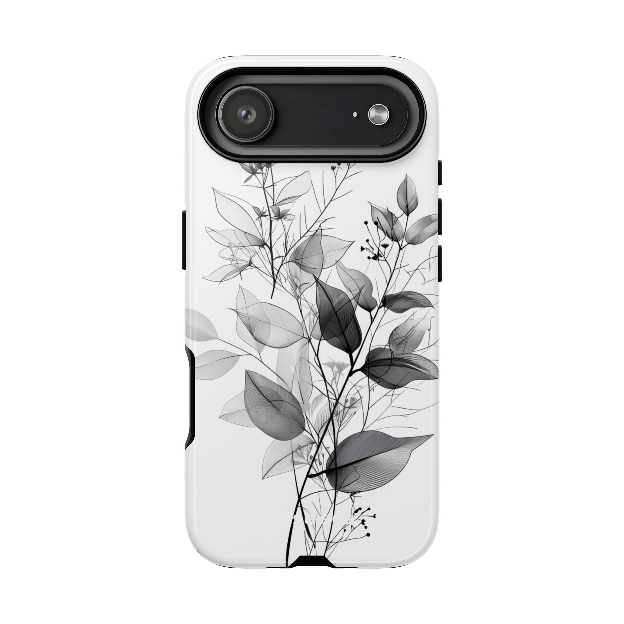 Veined Leaves Gray iPhone 17 Air Case - Tough