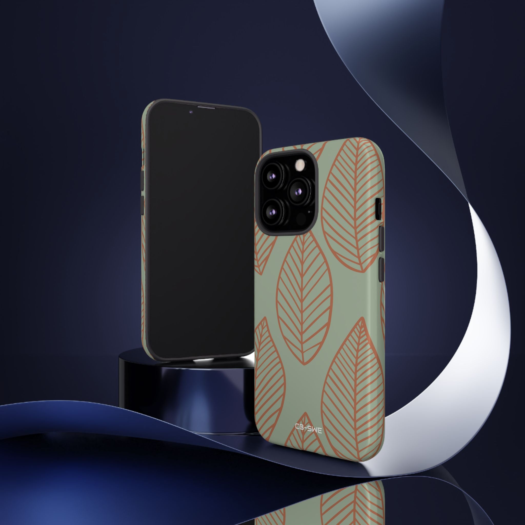 Mint and Orange Leaves - iPhone Case