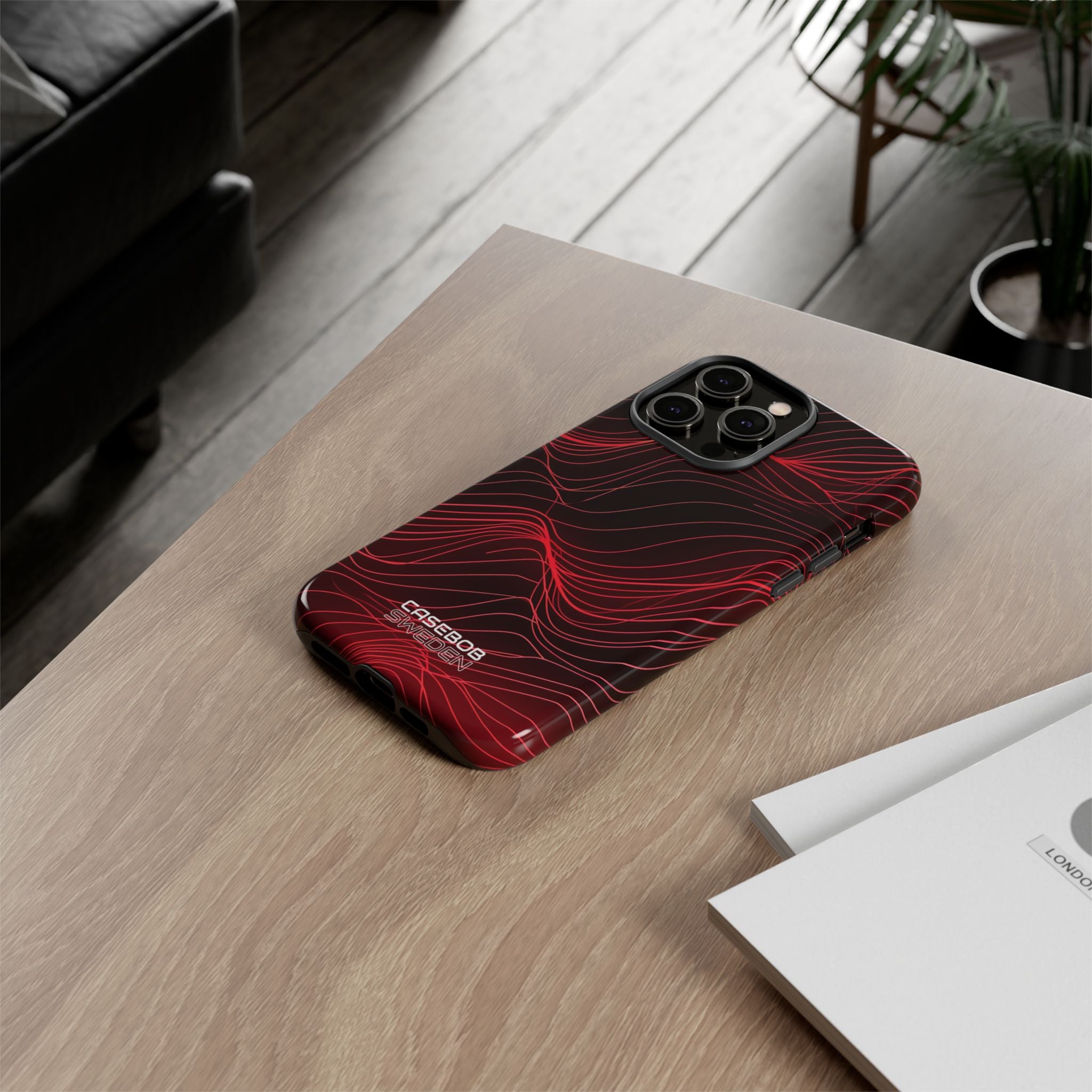 Crimson Waveform Flow iPhone 14 - Tough