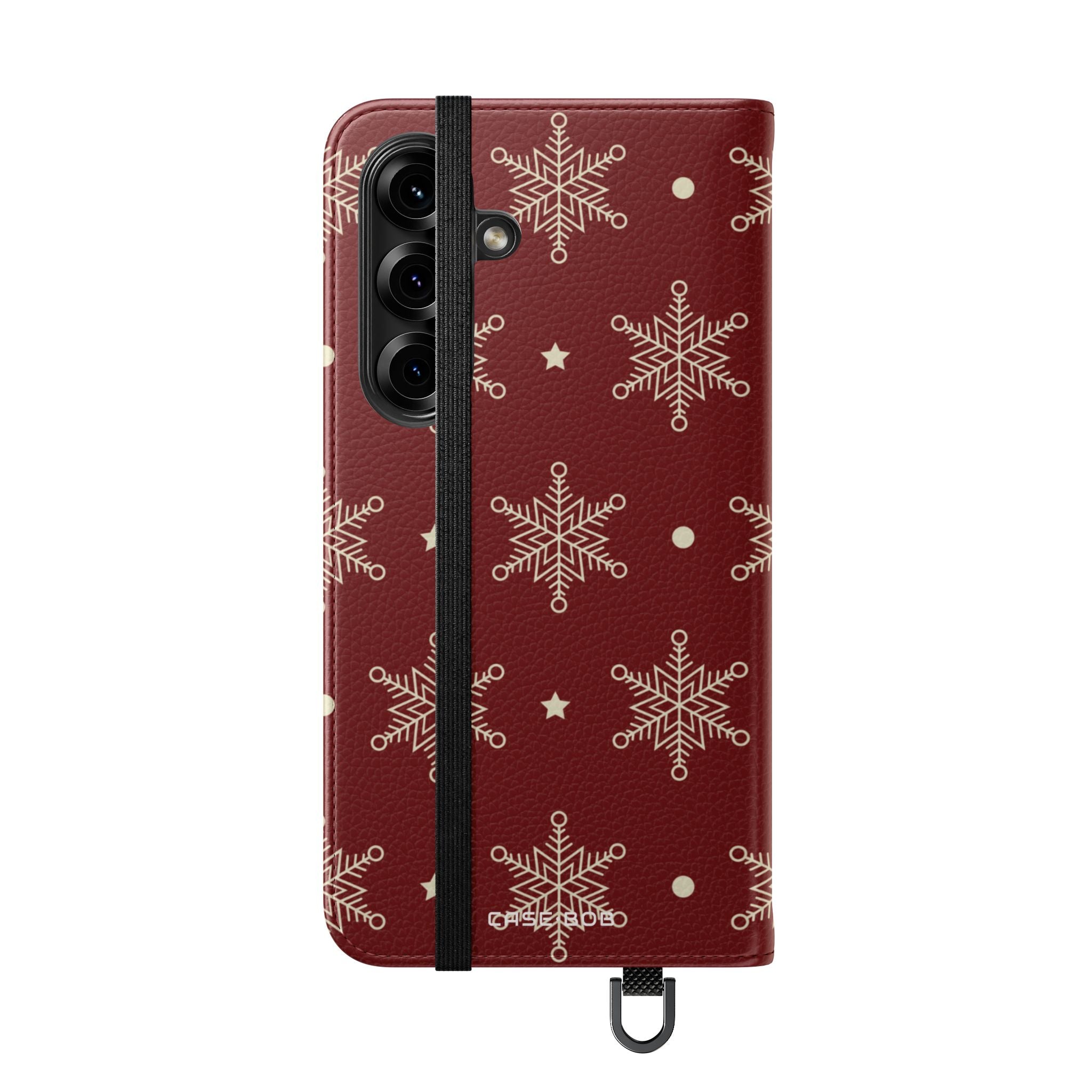 Cream Snowflakes Crimson - Samsung S25 Case - Wallet