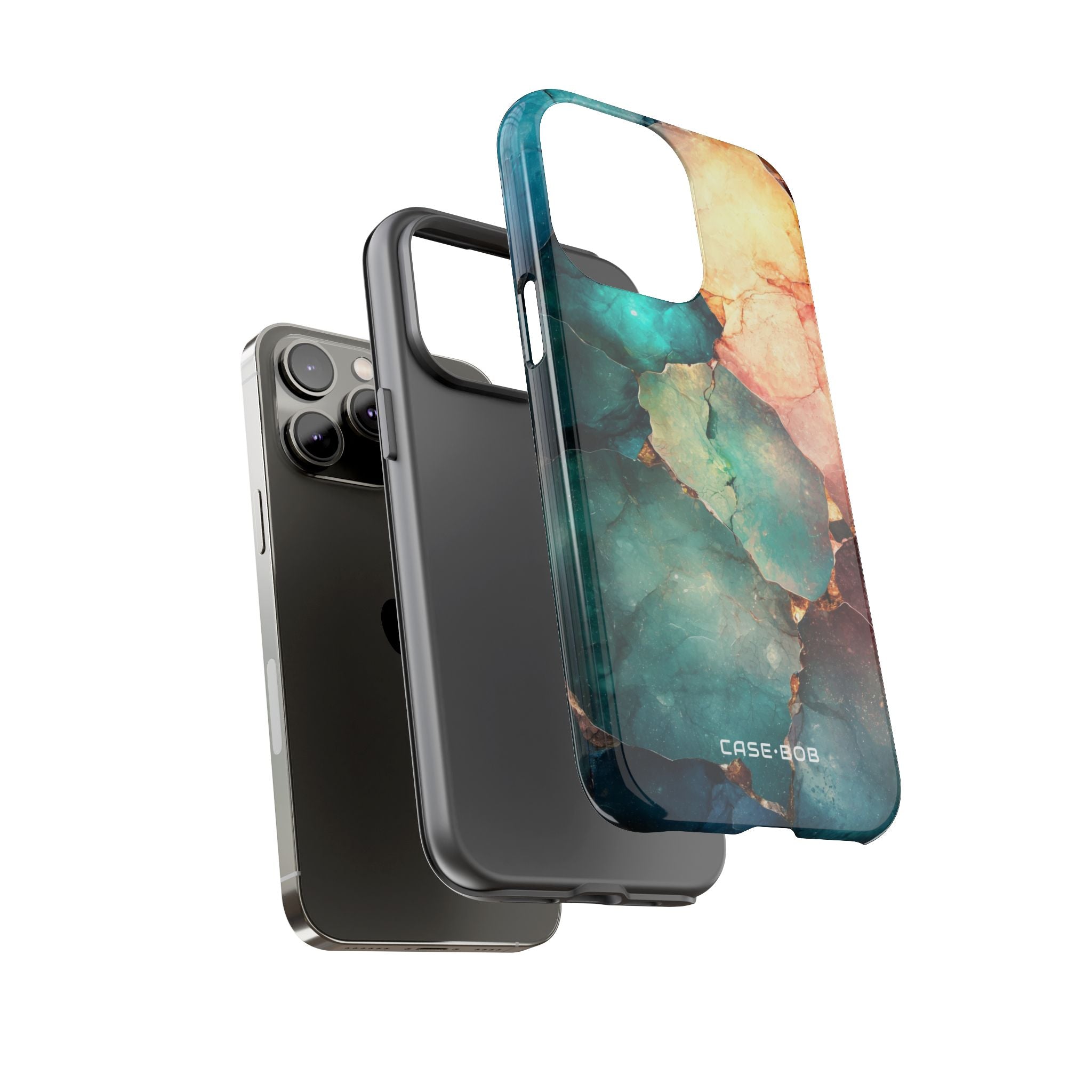 Teal Mosaic Veins iPhone 14 Pro Max Case - Tough