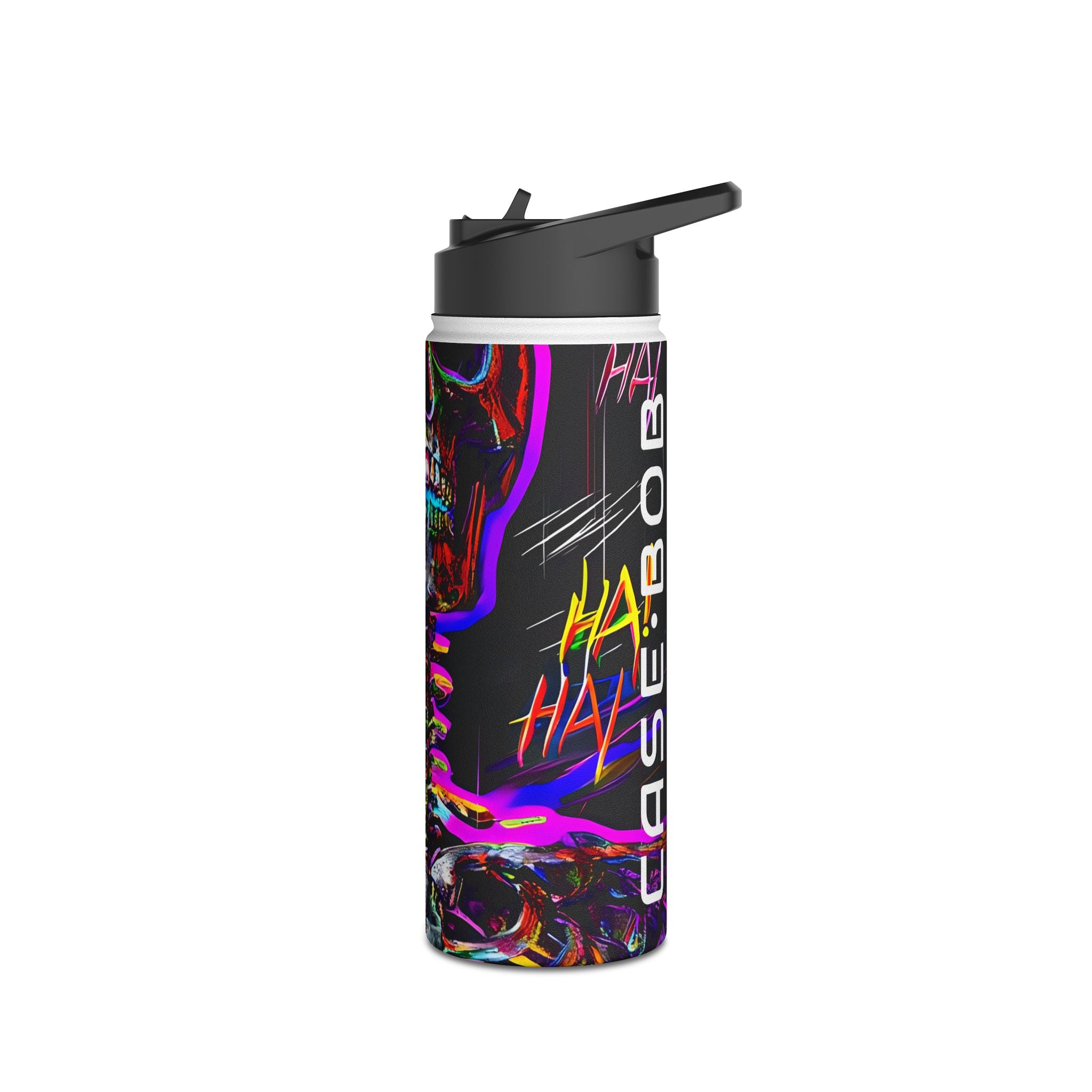Neon Skeleton Laughter - Stainless Steel Water Bottle