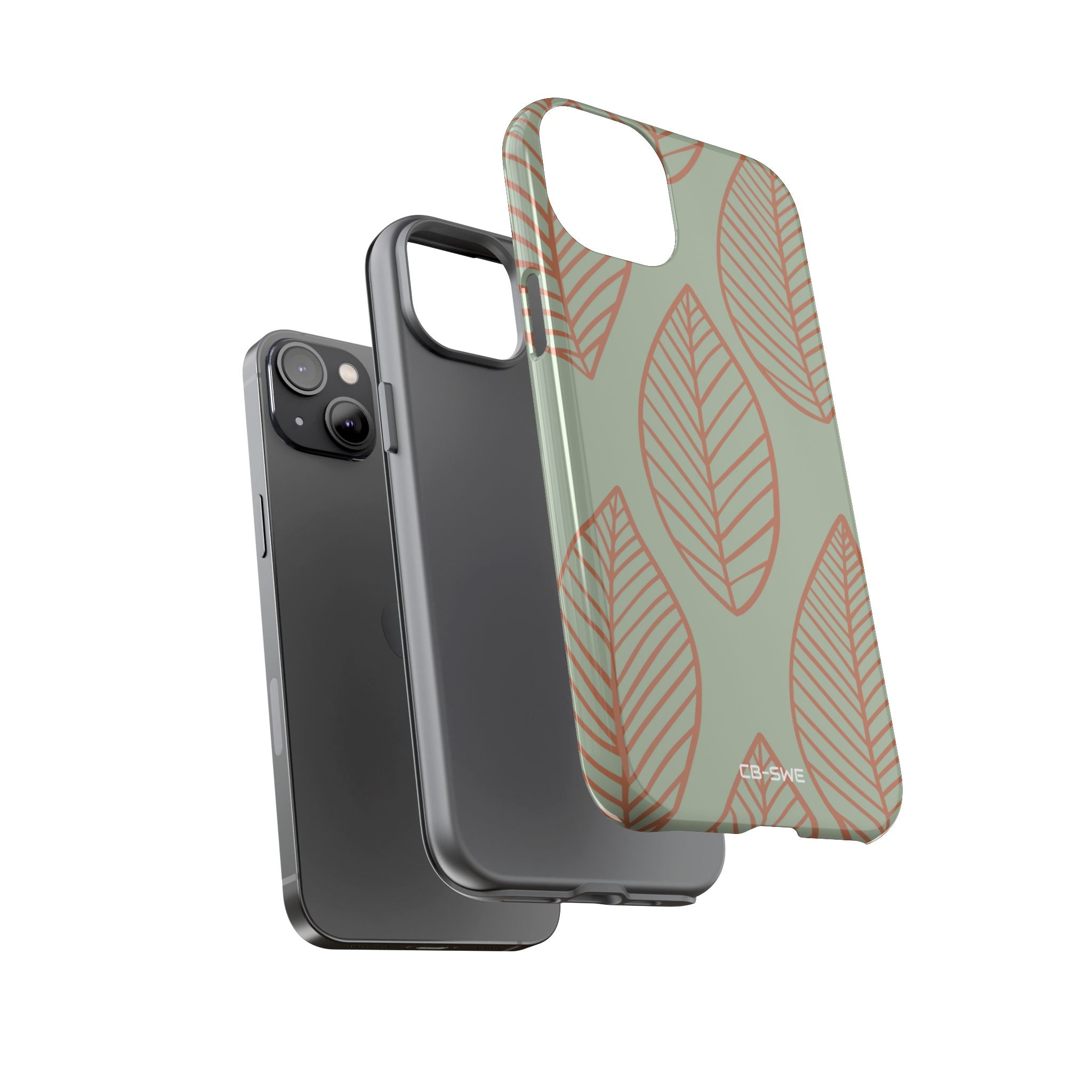 Mint and Orange Leaves - iPhone Case
