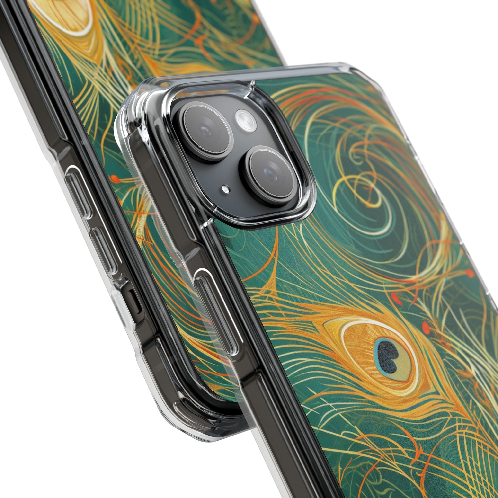 Vibrant Peacock Whirl iPhone 15 - Impact Clear+
