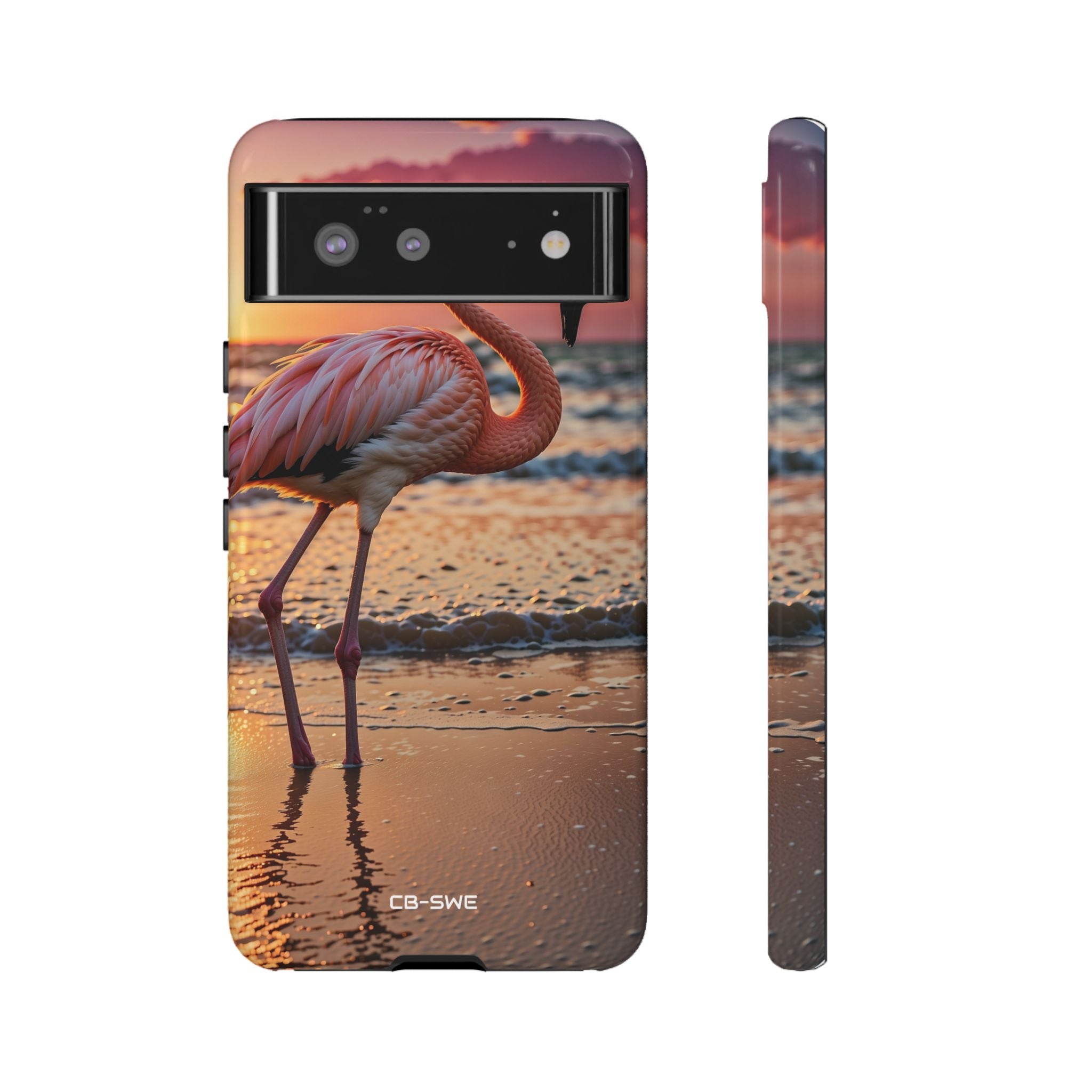 Sunset Flamingo Stand - Google Pixel Case
