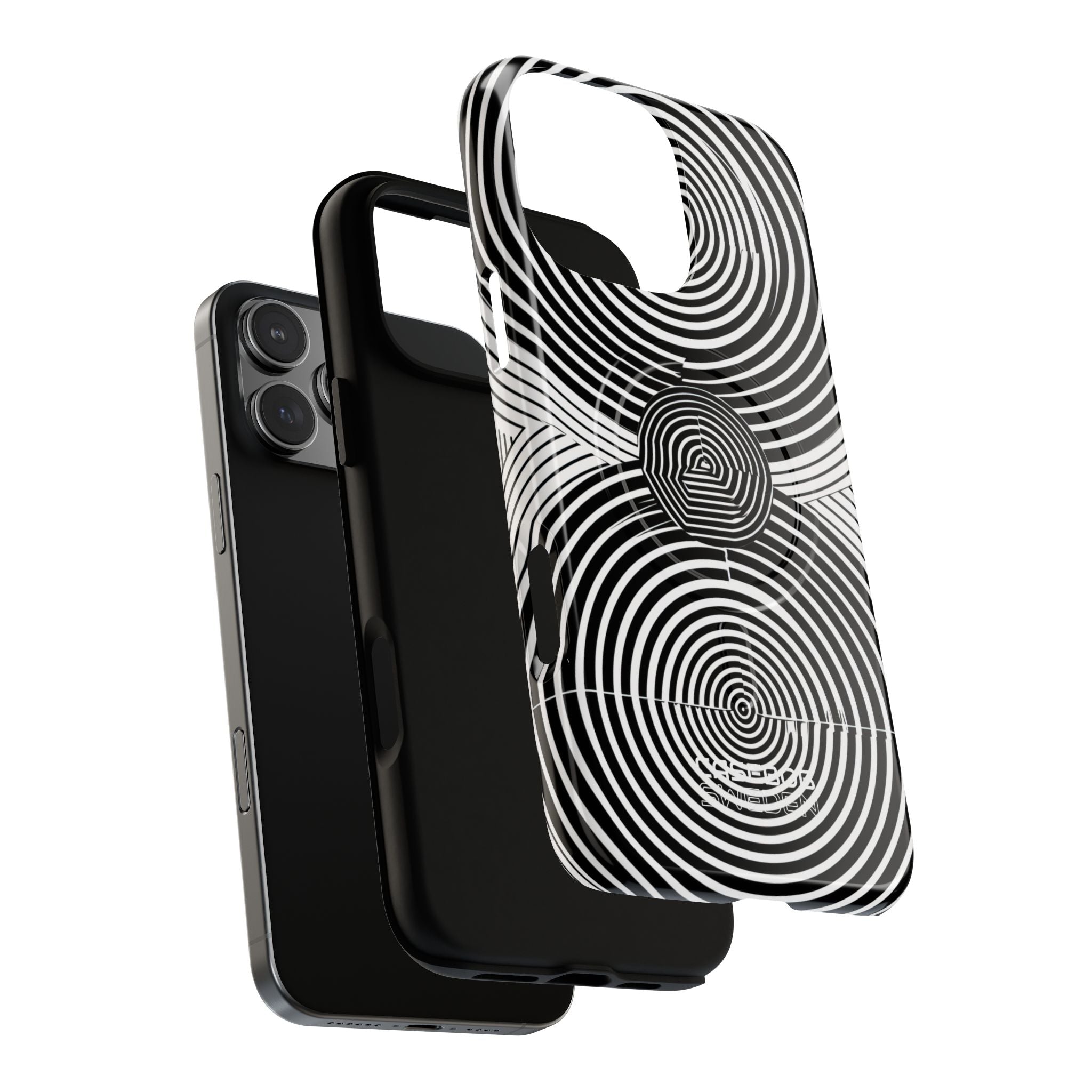 Monochrome Spiral Motion iPhone 16 - Tough+