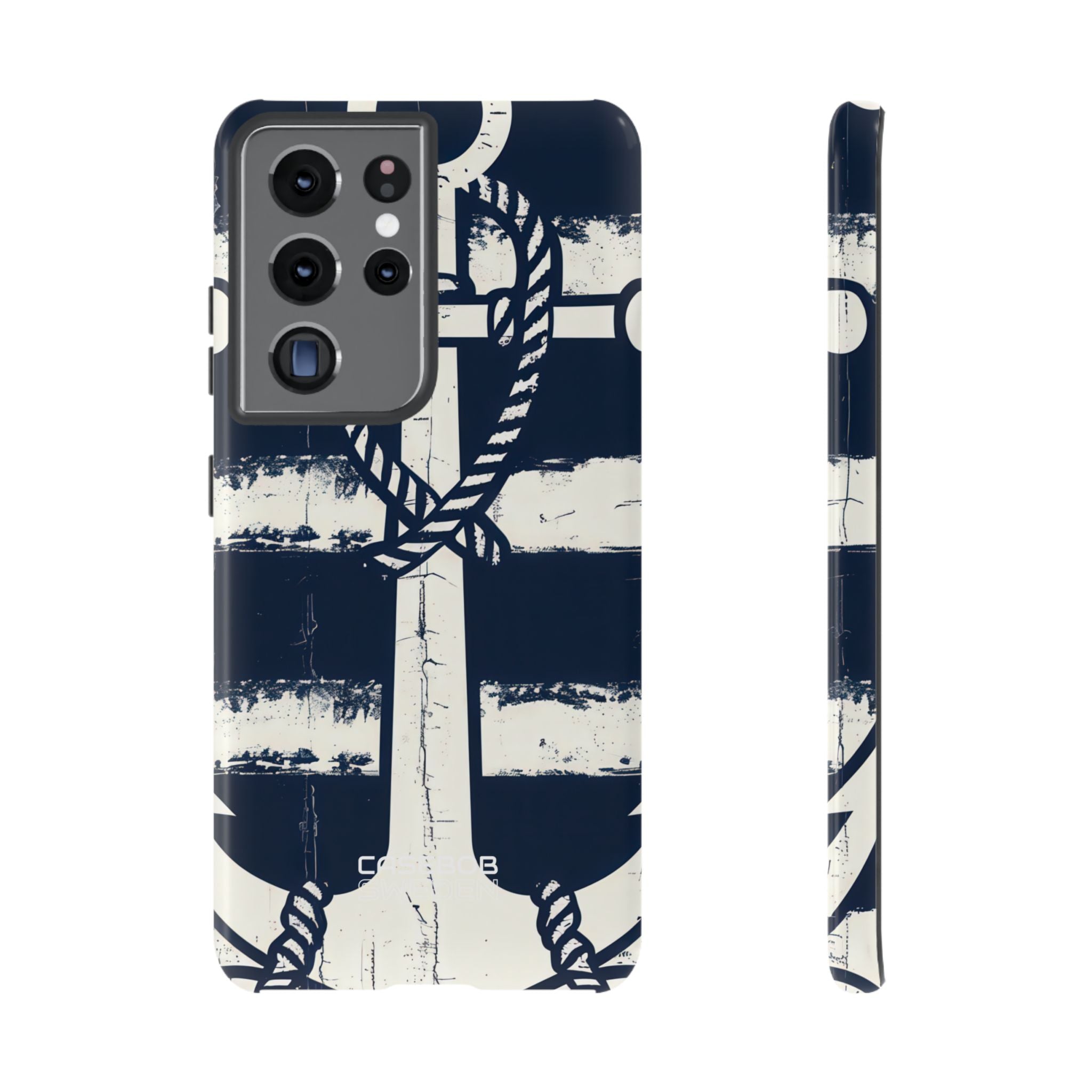 Navy Anchor Stripes Samsung S21 - Tough