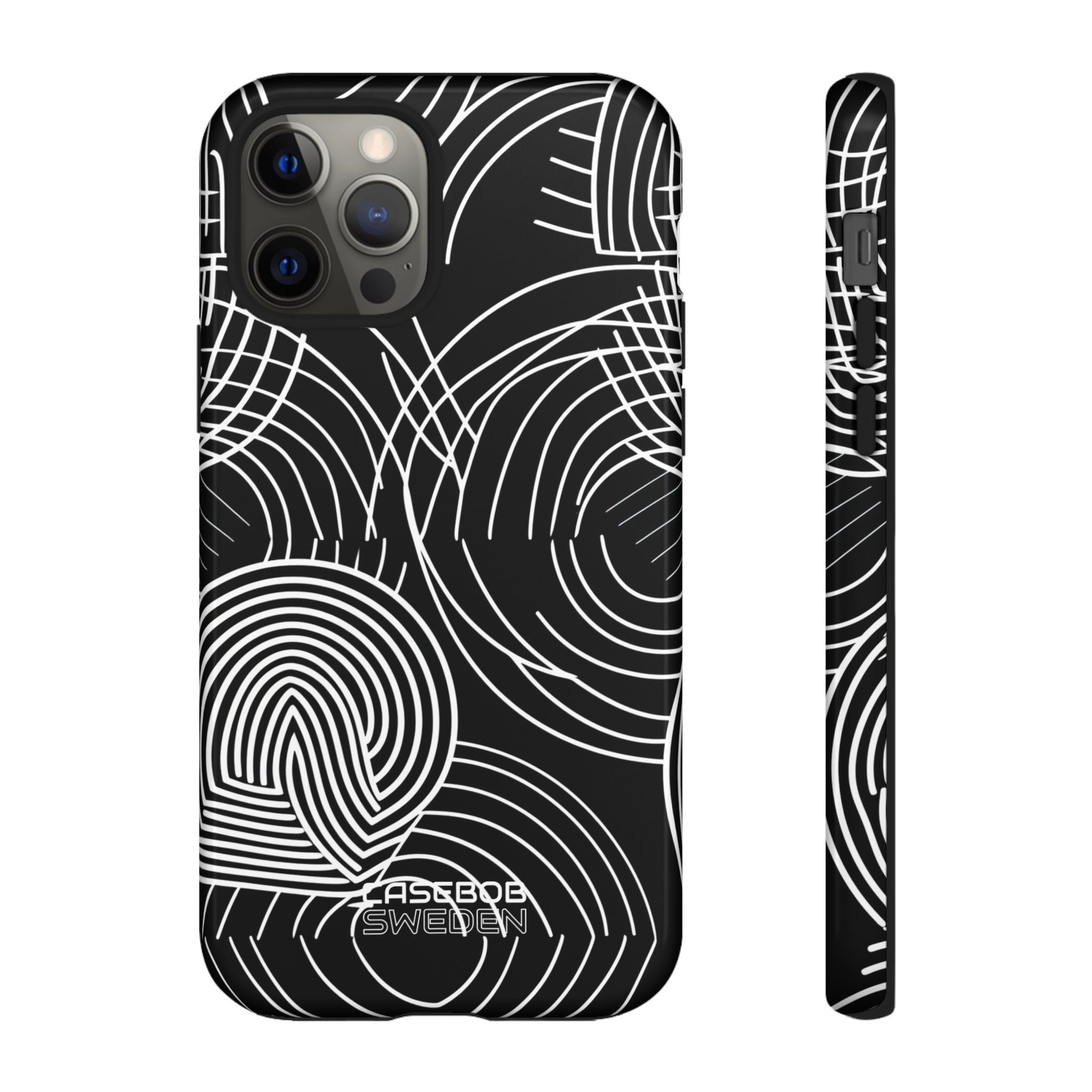 Monochrome Spiral Curves iPhone 12 - Tough