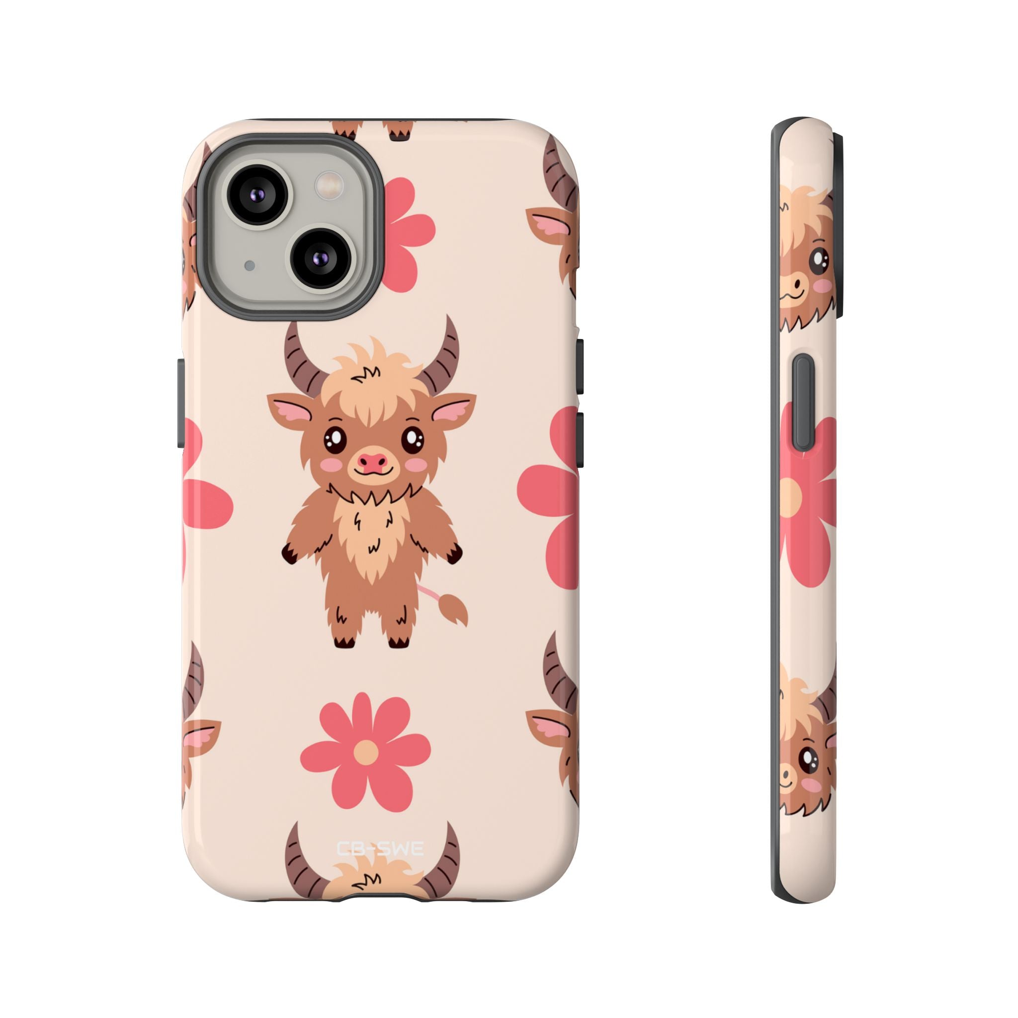 Cute Cattle & Flowers - iPhone Case