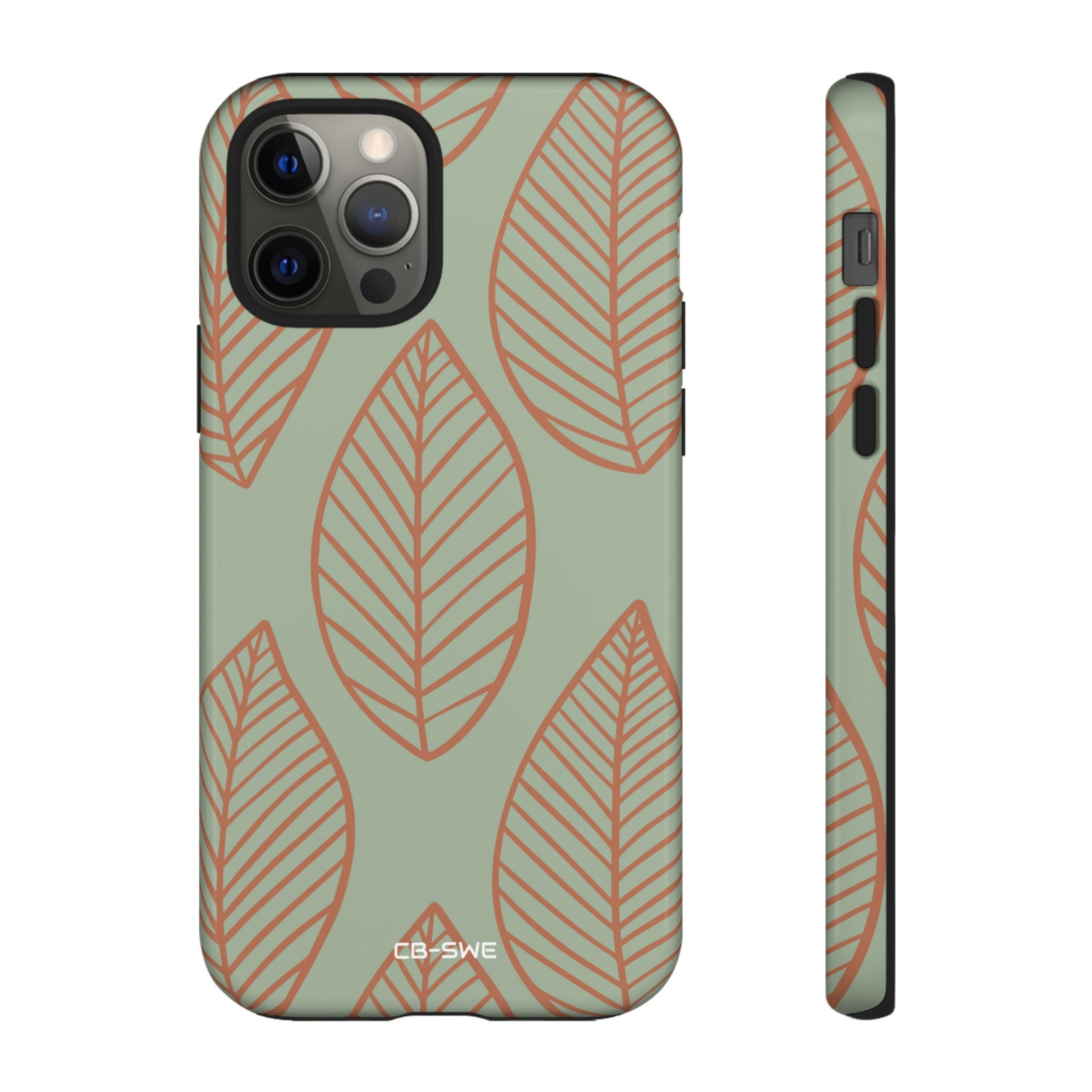 Mint and Orange Leaves - iPhone Case