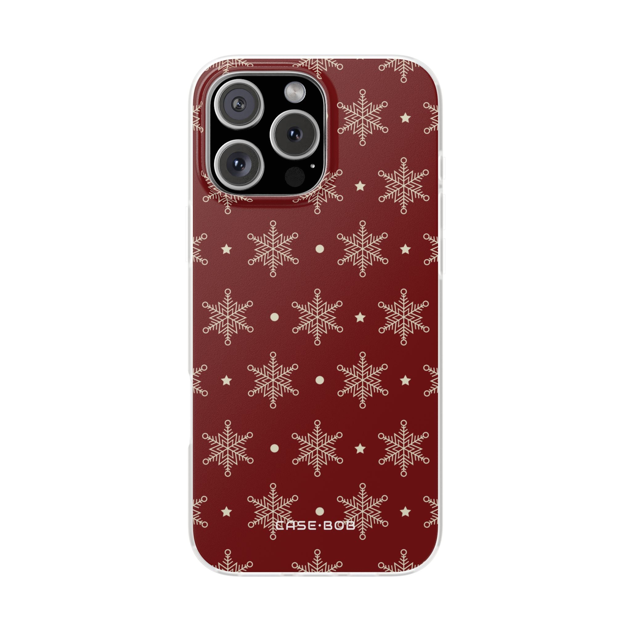 Cream Snowflake Crimson iPhone 16 Pro Max Case - Soft