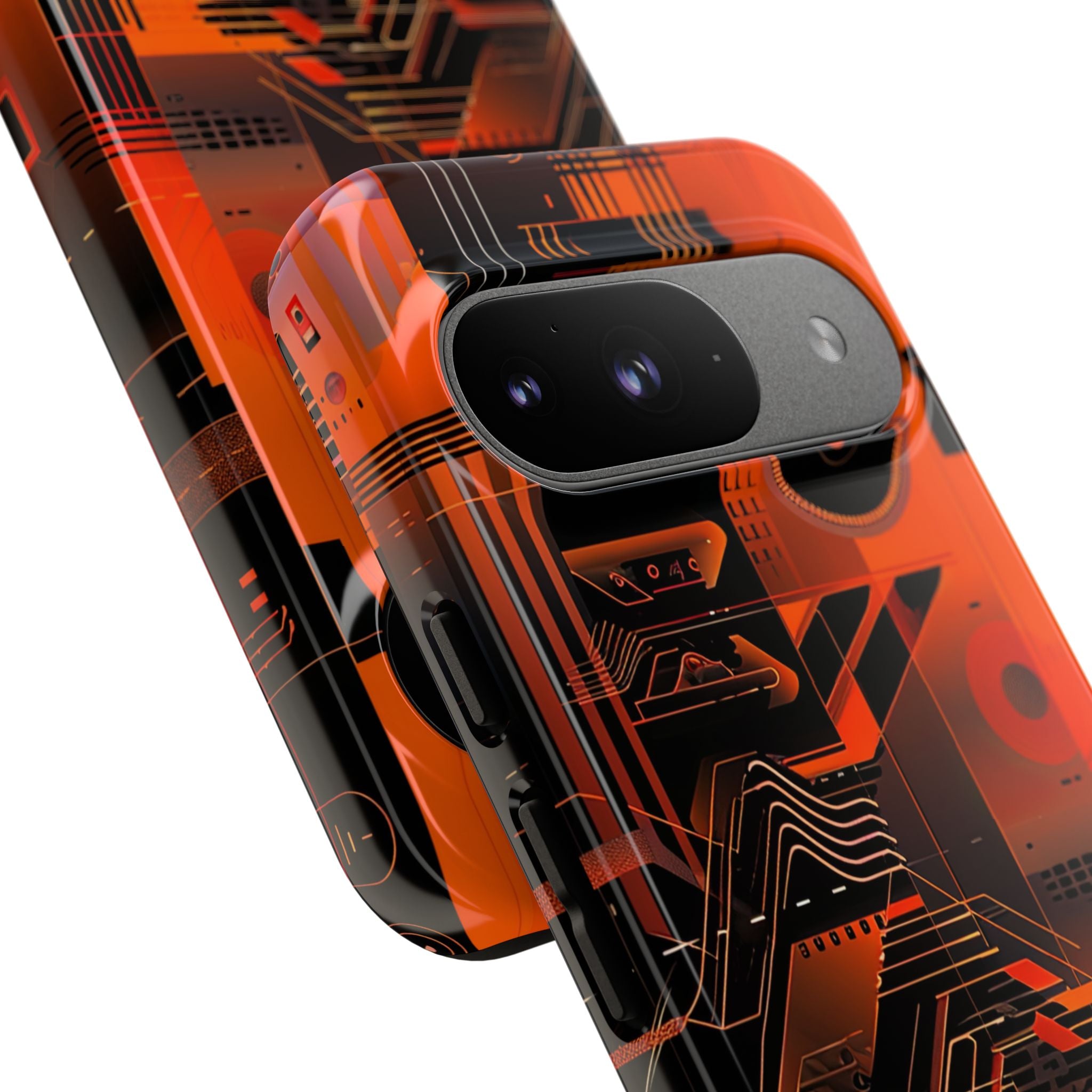 Orange Circuit Dreams Google Pixel 9 - Tough